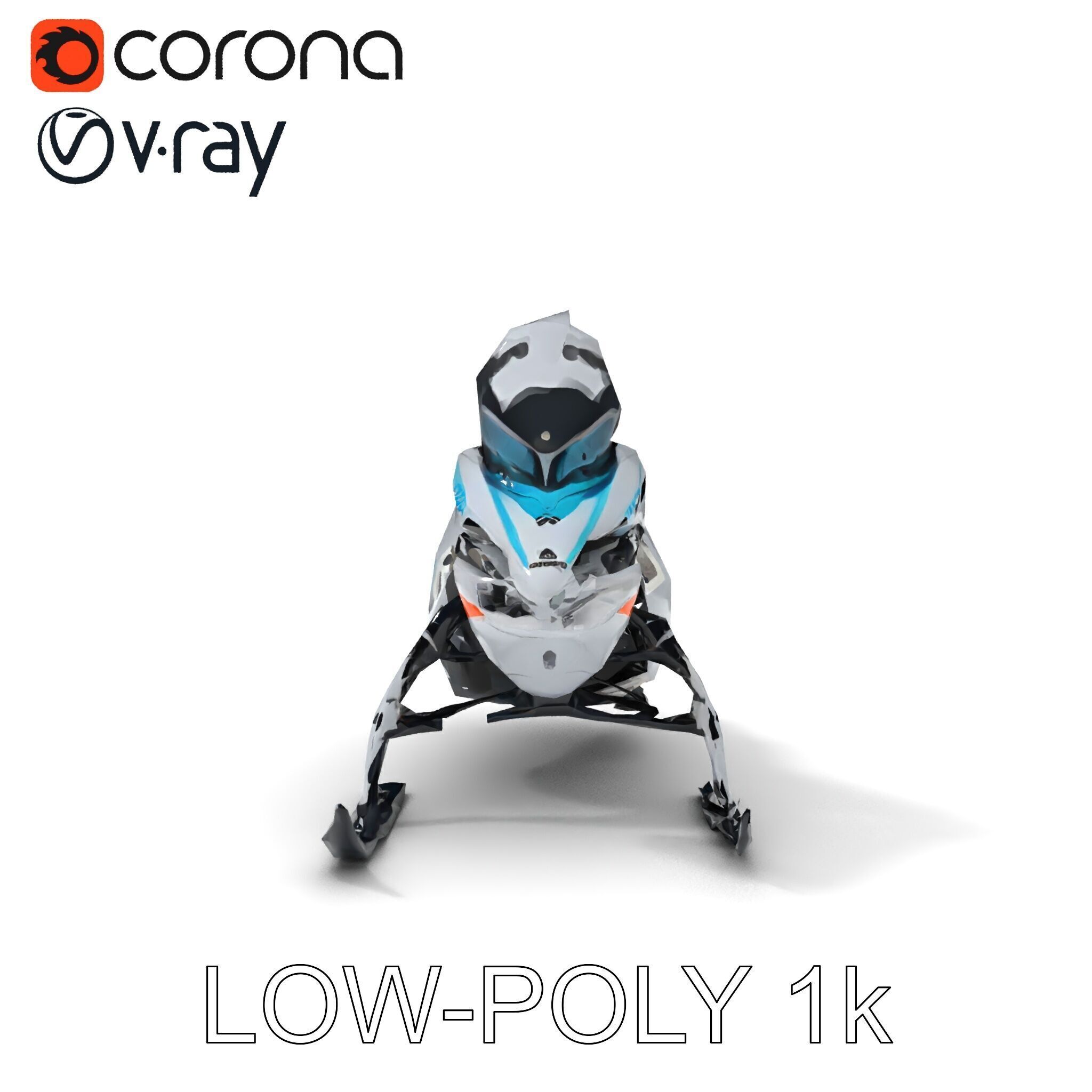 Arctic Snowmobile Model Pack with PBR Textures Low-poly 3D model_32