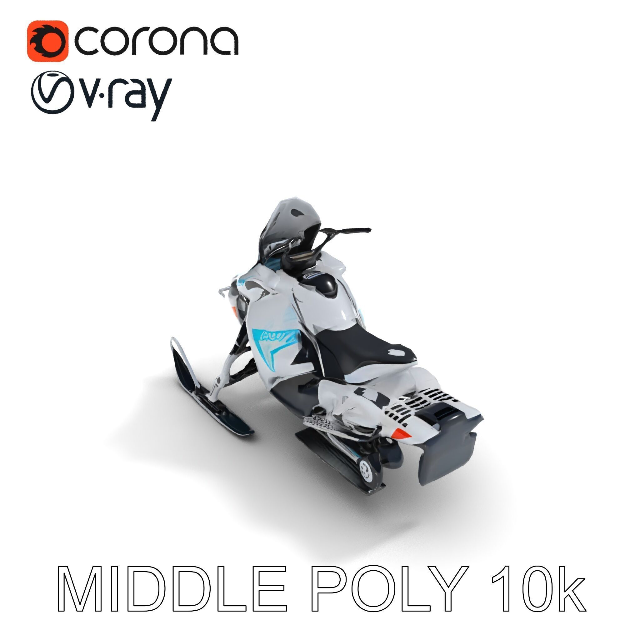 Arctic Snowmobile Model Pack with PBR Textures Low-poly 3D model_10