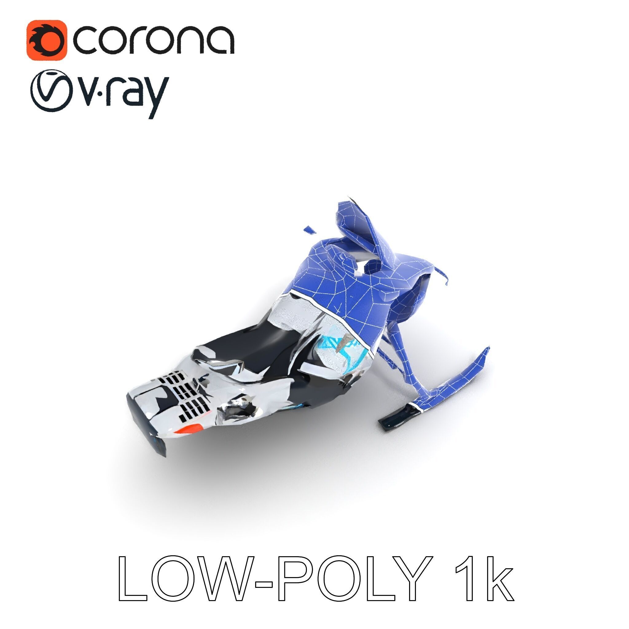 Arctic Snowmobile Model Pack with PBR Textures Low-poly 3D model_26