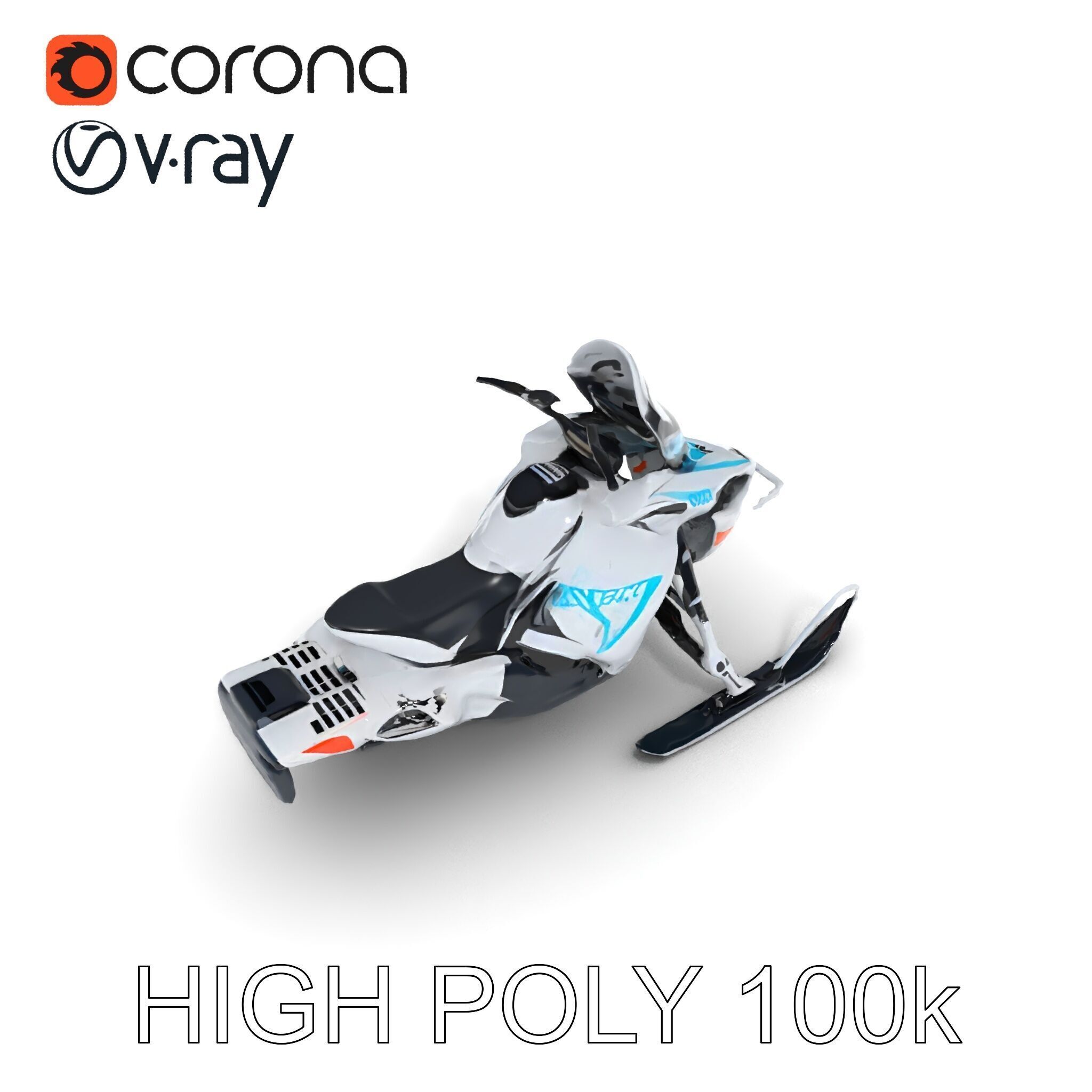 Arctic Snowmobile Model Pack with PBR Textures Low-poly 3D model_15