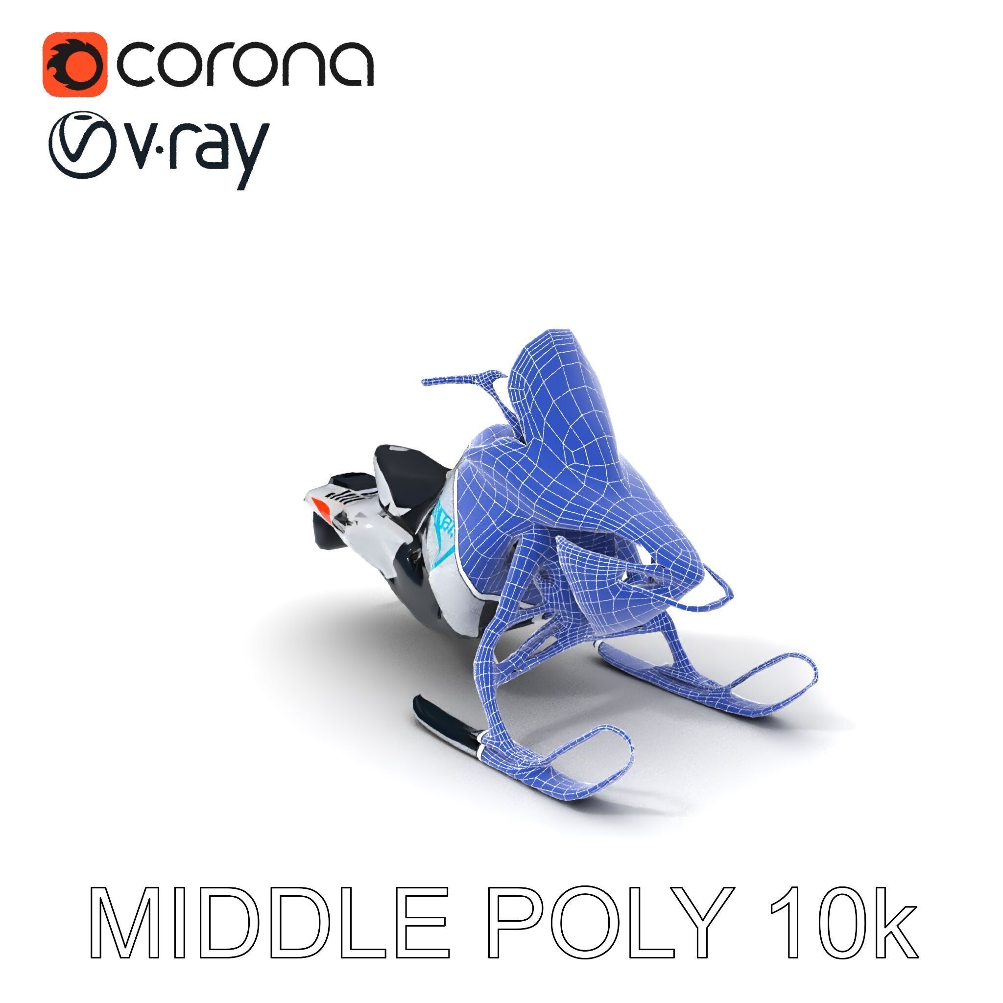 Arctic Snowmobile Model Pack with PBR Textures Low-poly 3D model_6