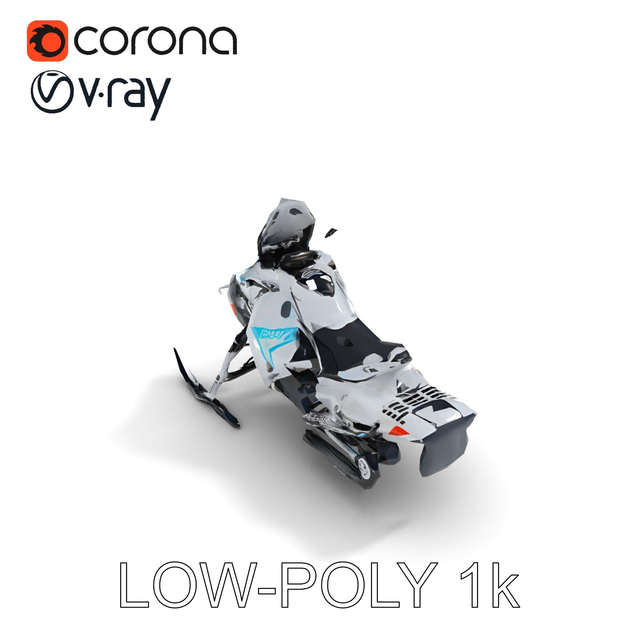 Arctic Snowmobile Model Pack with PBR Textures Low-poly 3D model_29