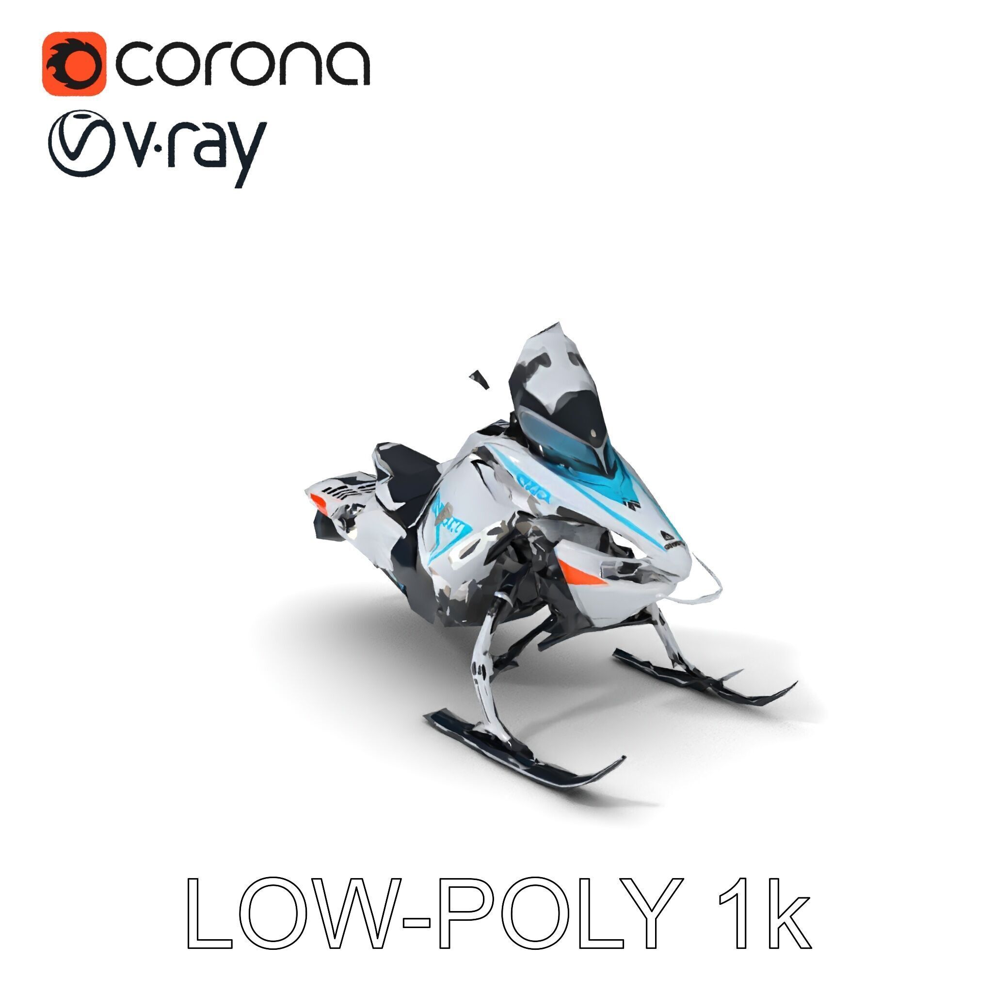 Arctic Snowmobile Model Pack with PBR Textures Low-poly 3D model_17