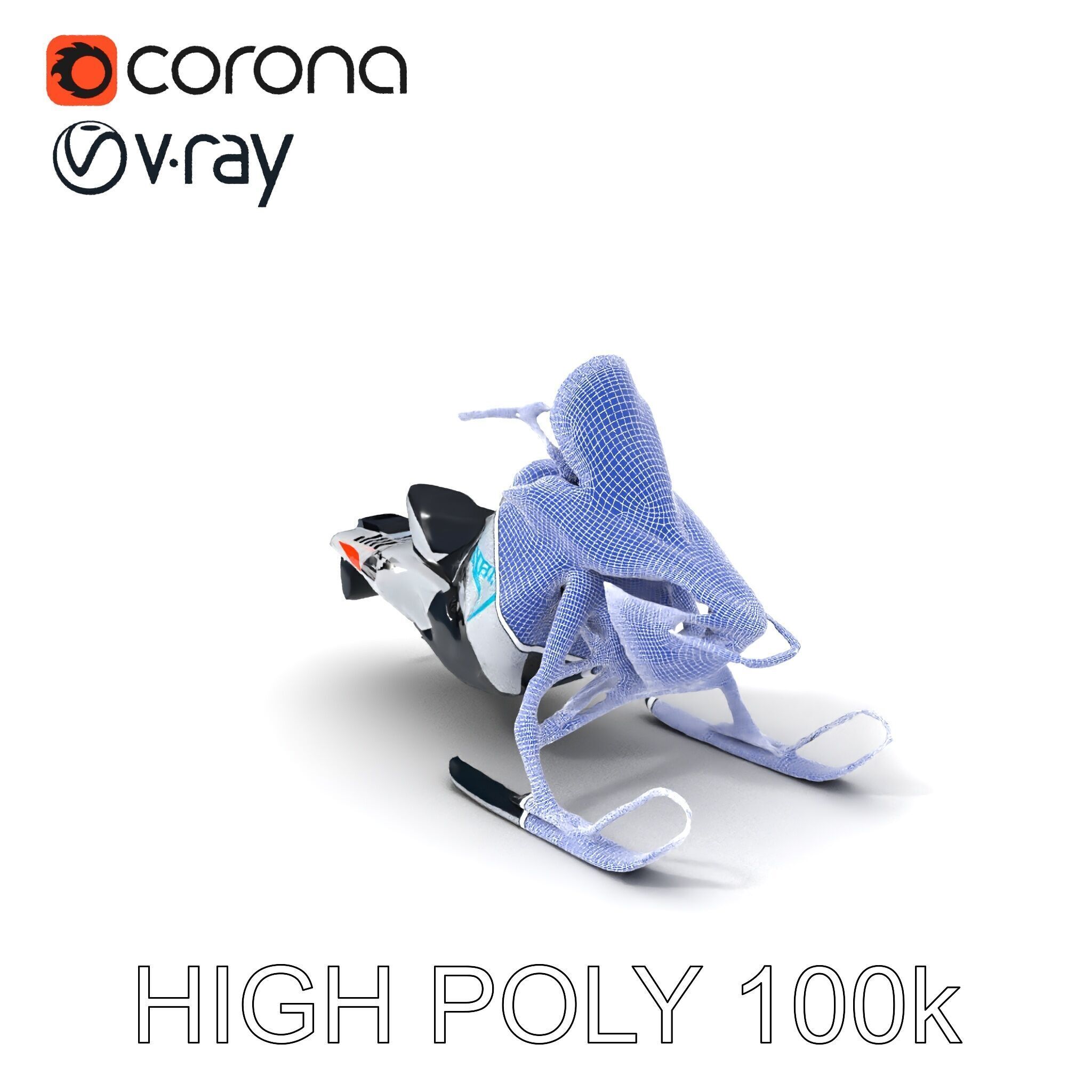 Arctic Snowmobile Model Pack with PBR Textures Low-poly 3D model_3