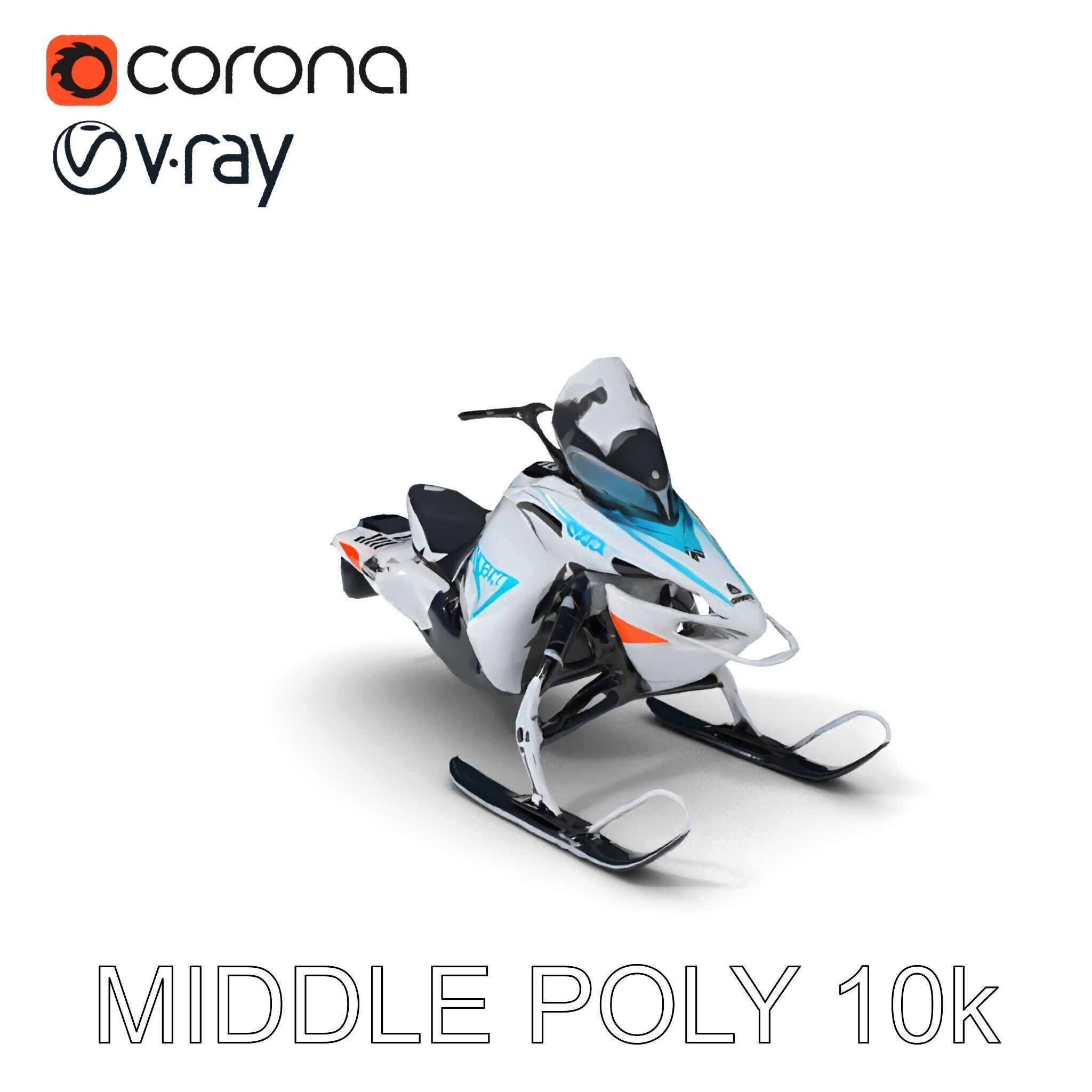 Arctic Snowmobile Model Pack with PBR Textures Low-poly 3D model_13