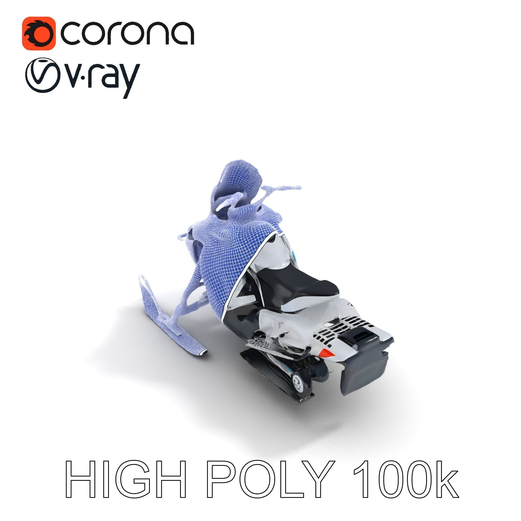 Arctic Snowmobile Model Pack with PBR Textures Low-poly 3D model_18