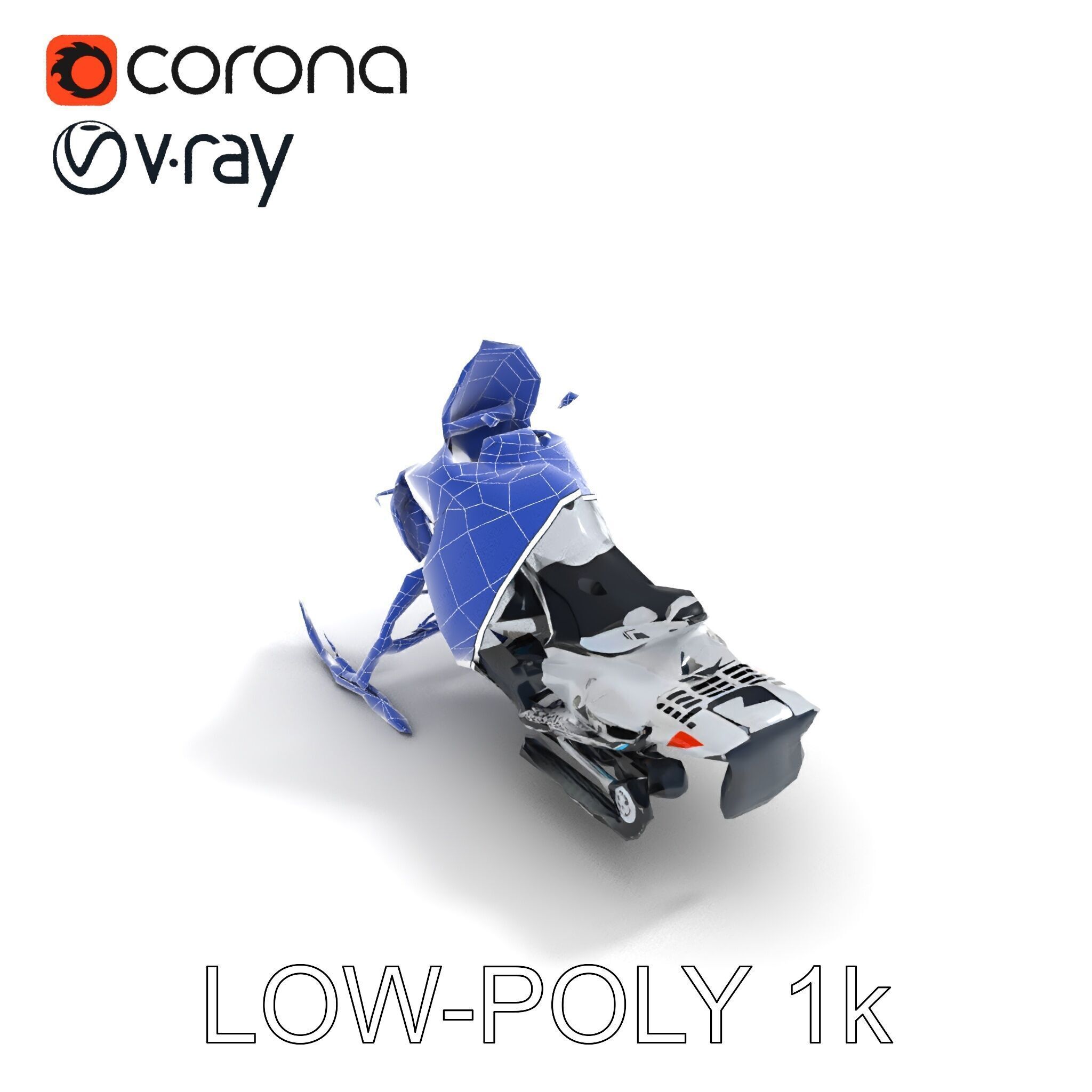 Arctic Snowmobile Model Pack with PBR Textures Low-poly 3D model_7