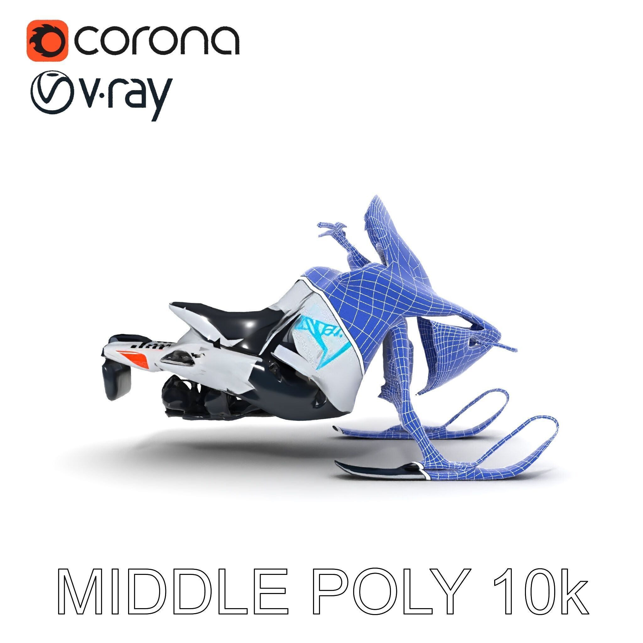 Arctic Snowmobile Model Pack with PBR Textures Low-poly 3D model_16