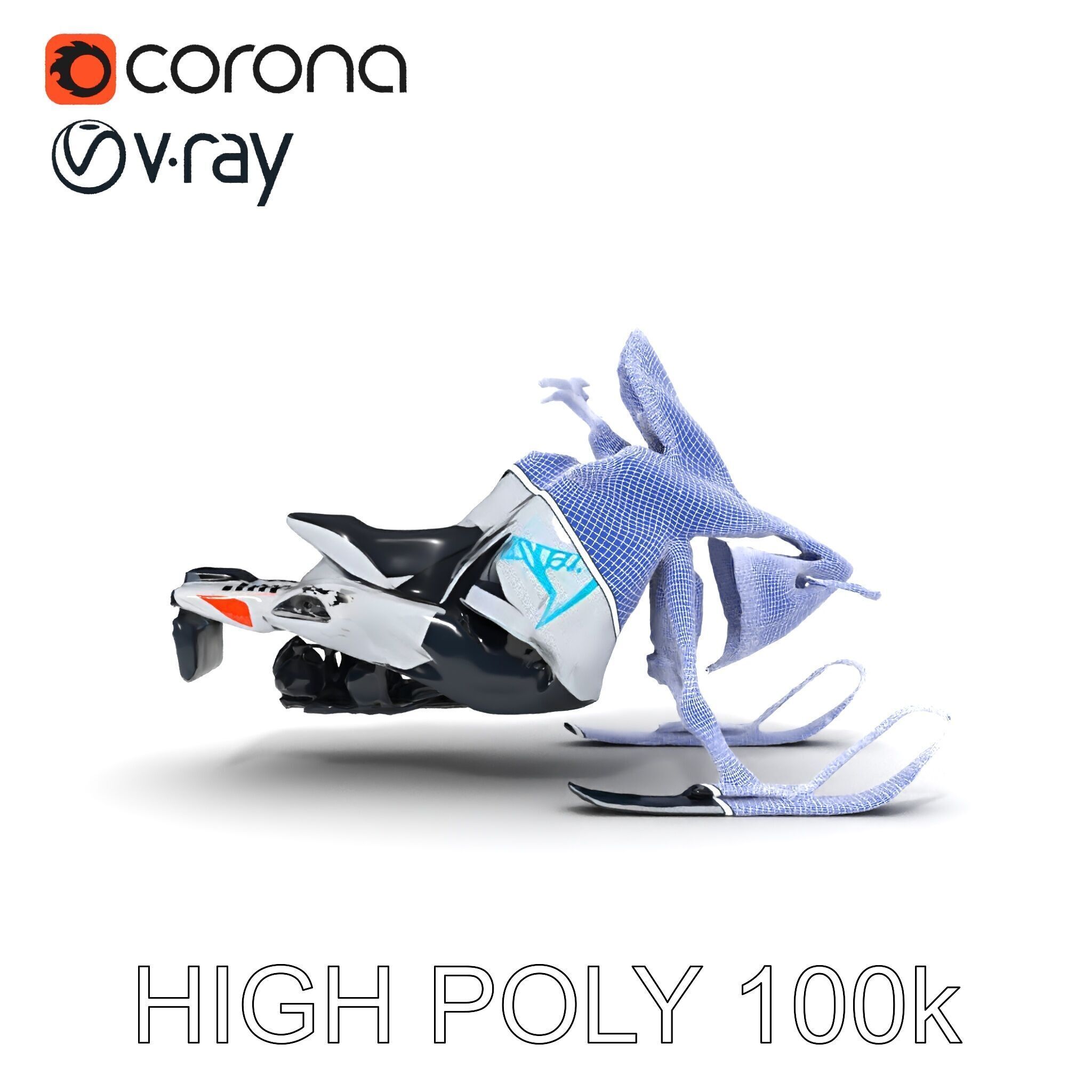 Arctic Snowmobile Model Pack with PBR Textures Low-poly 3D model_21