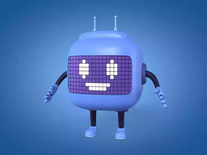 Cartoon Robot - Android -- Rigged Low-poly 3D model