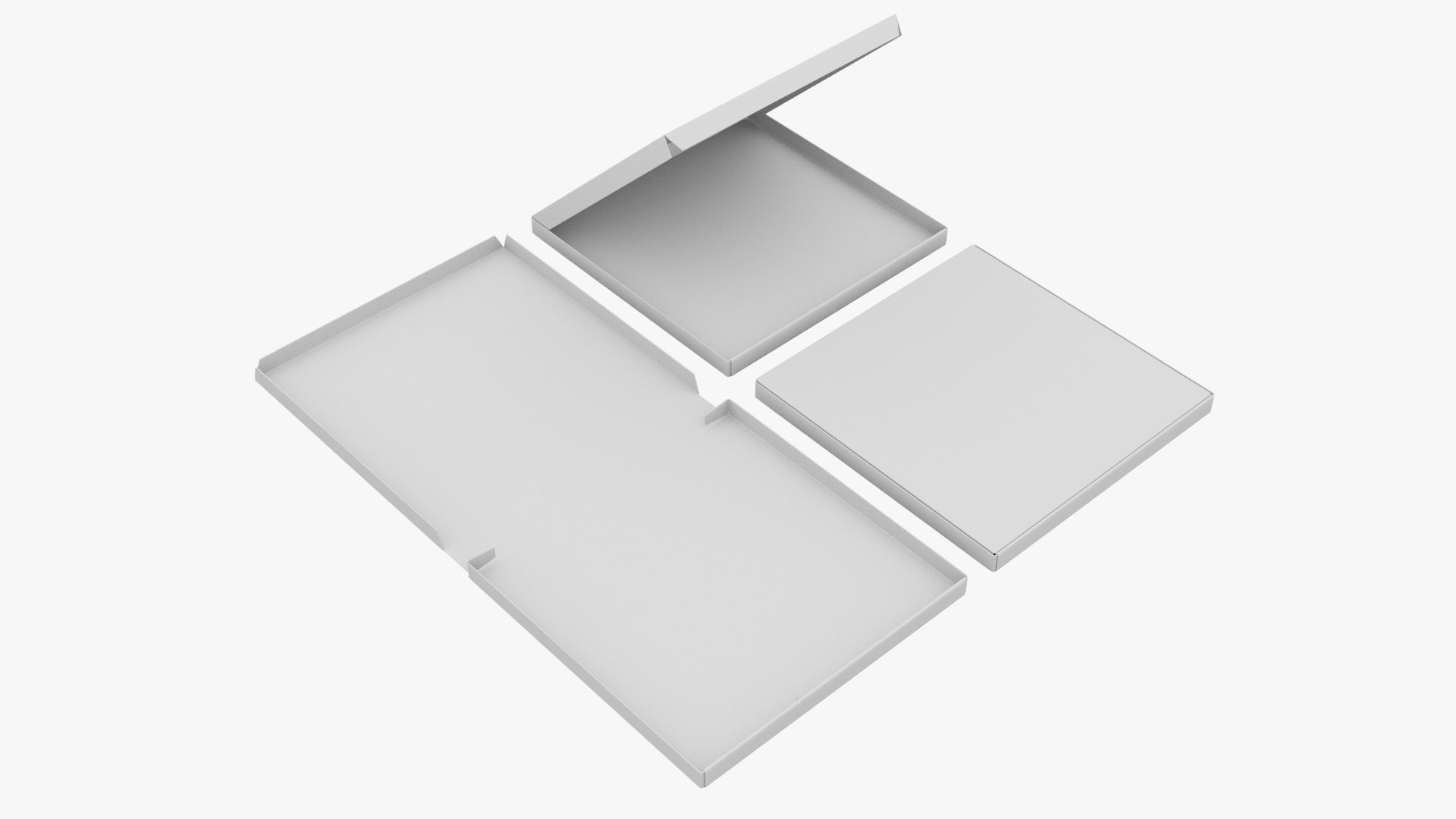 14-inch Pizza Boxes White Paper Mockup 3D Model Collection_16