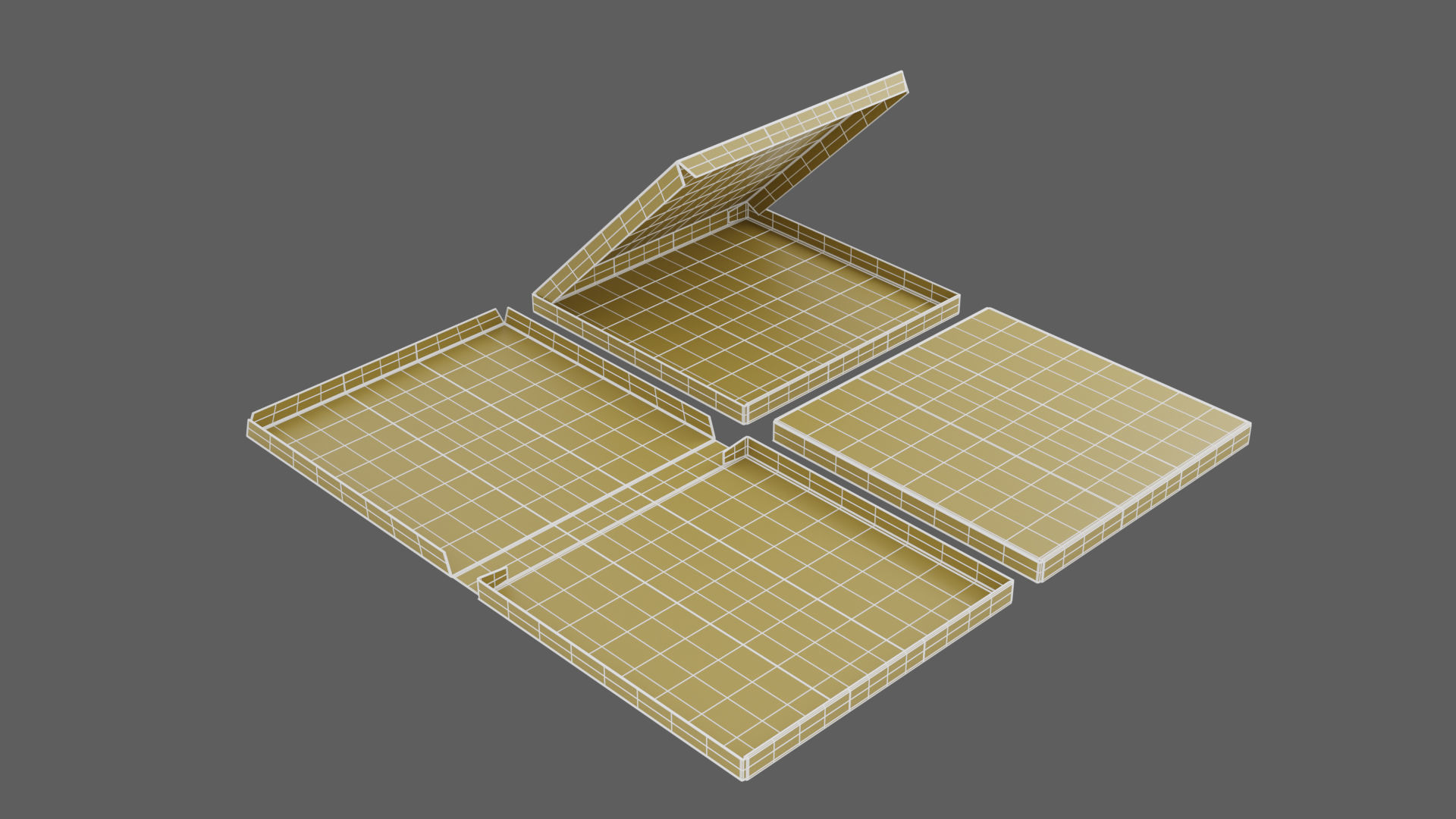 14-inch Pizza Boxes White Paper Mockup 3D Model Collection_19