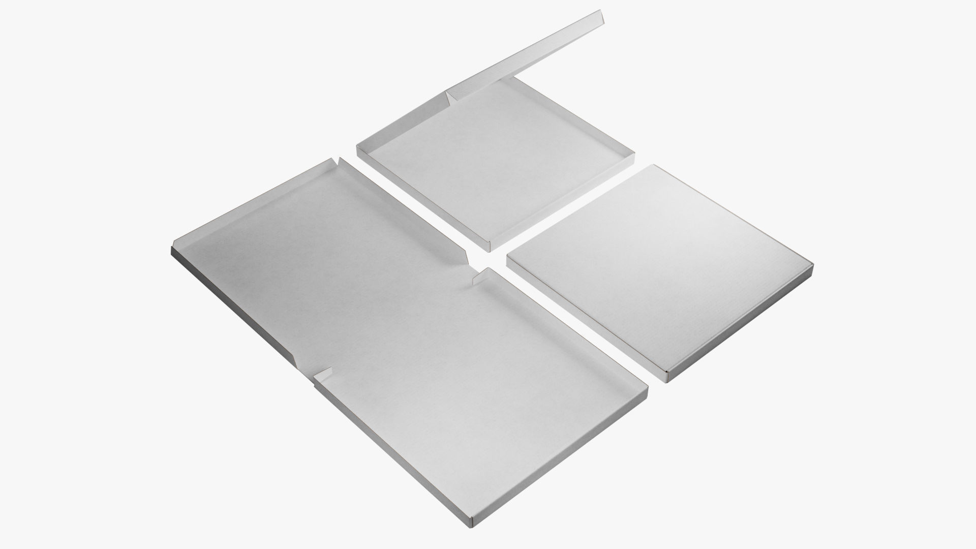 14-inch Pizza Boxes White Paper Mockup 3D Model Collection_10