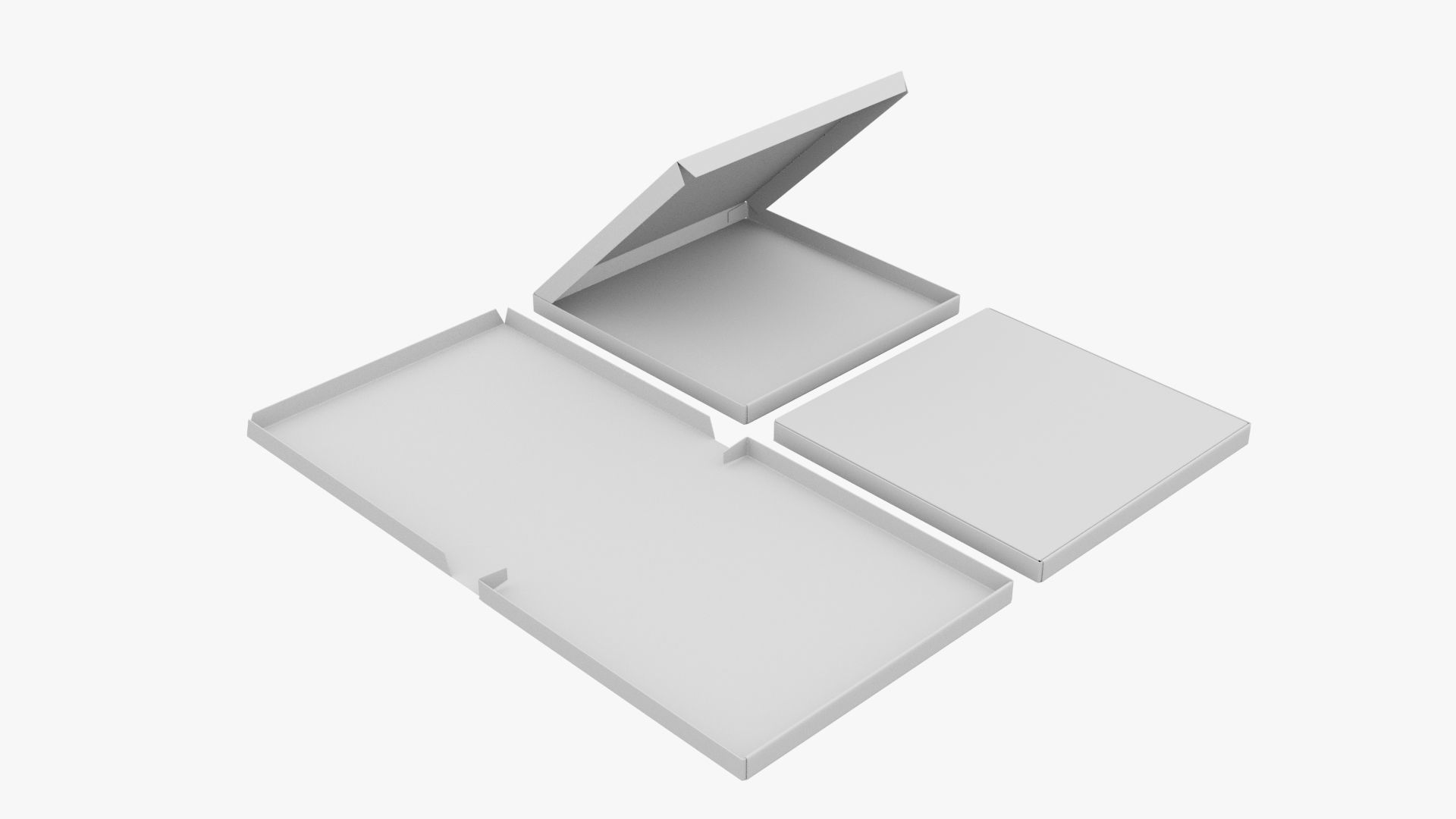14-inch Pizza Boxes White Paper Mockup 3D Model Collection_13