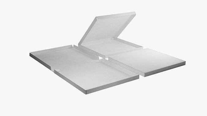 14-inch Pizza Boxes White Paper Mockup 3D Model Pack 3