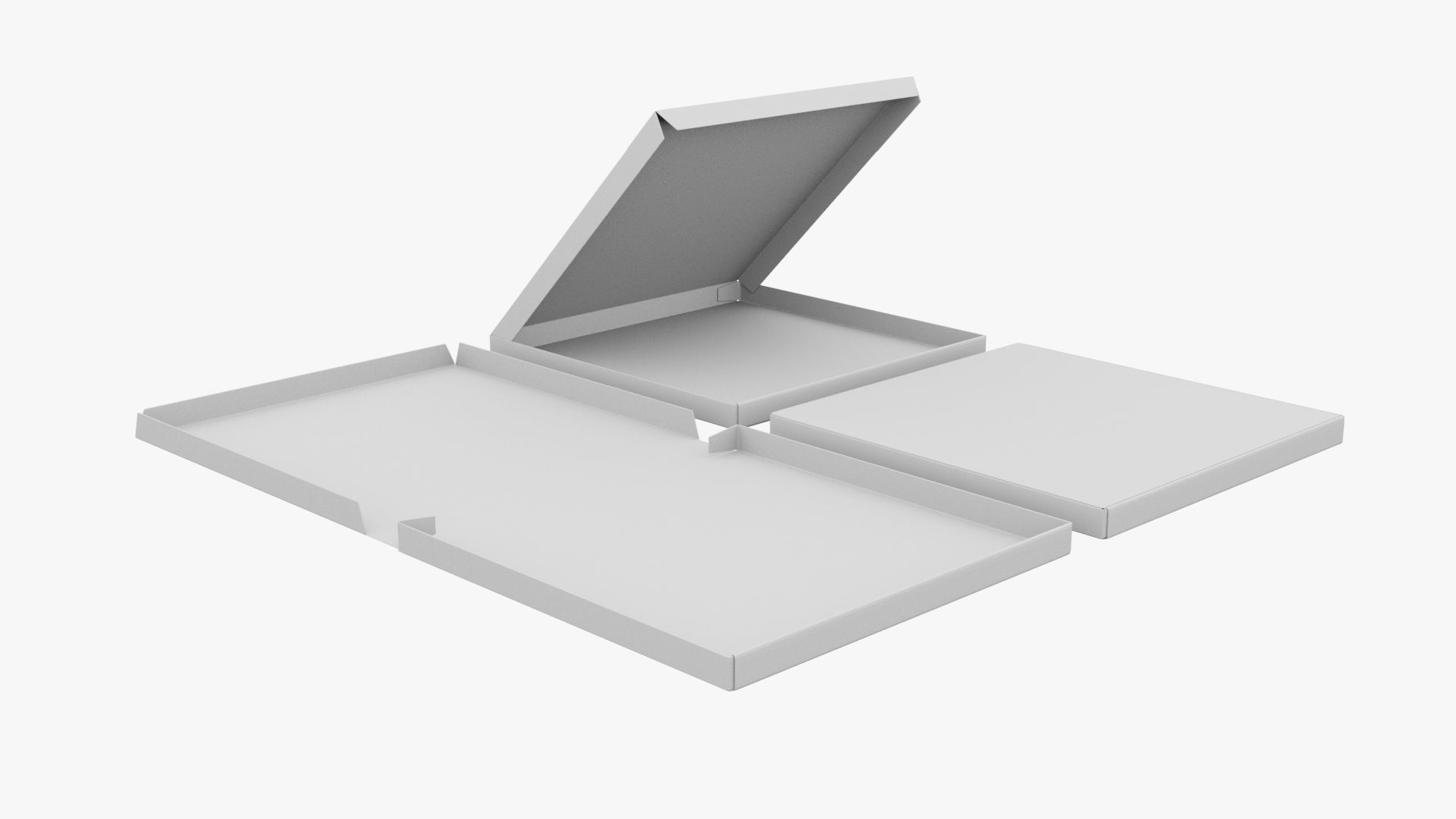 14-inch Pizza Boxes White Paper Mockup 3D Model Collection_17