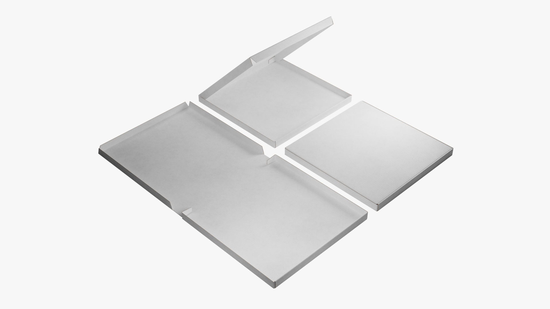 14-inch Pizza Boxes White Paper Mockup 3D Model Collection_12