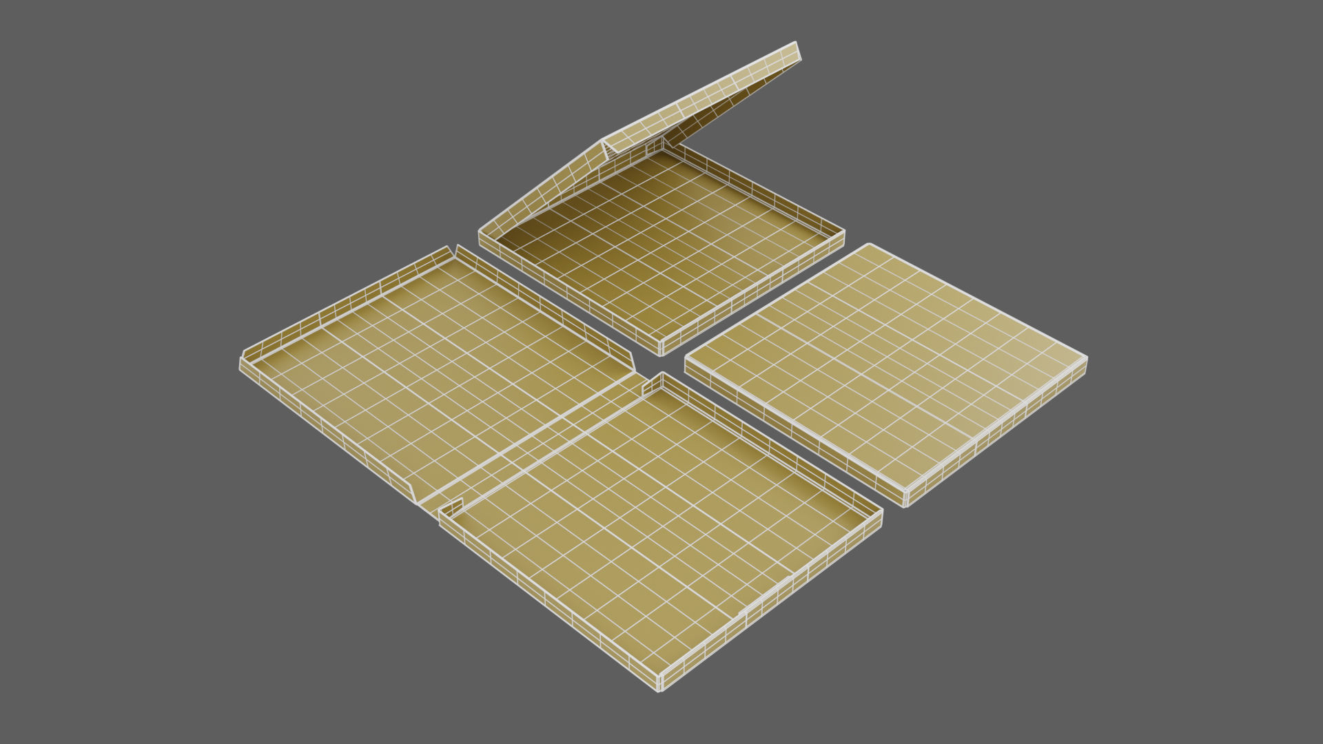 14-inch Pizza Boxes White Paper Mockup 3D Model Collection_24