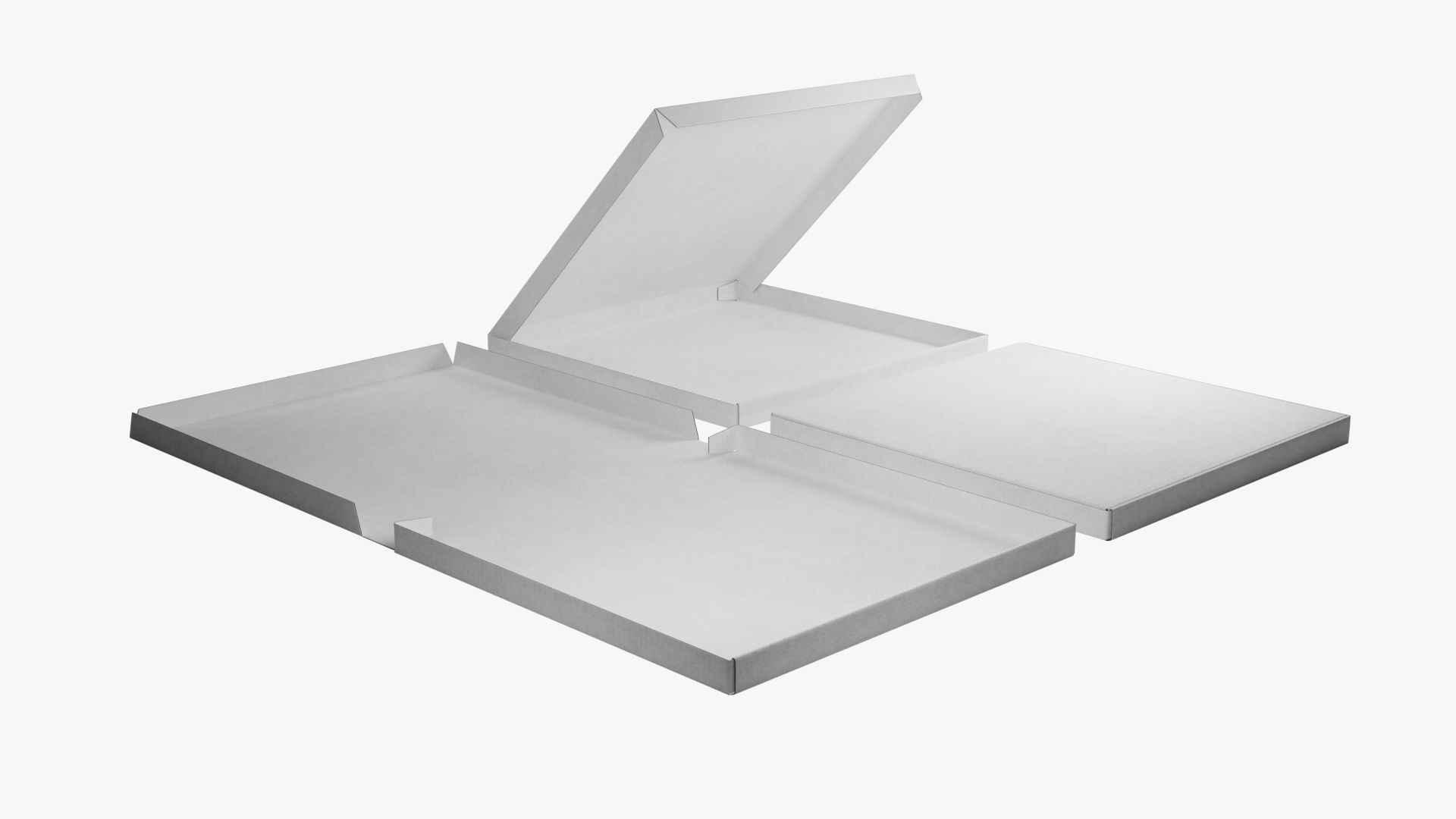 14-inch Pizza Boxes White Paper Mockup 3D Model Collection_11