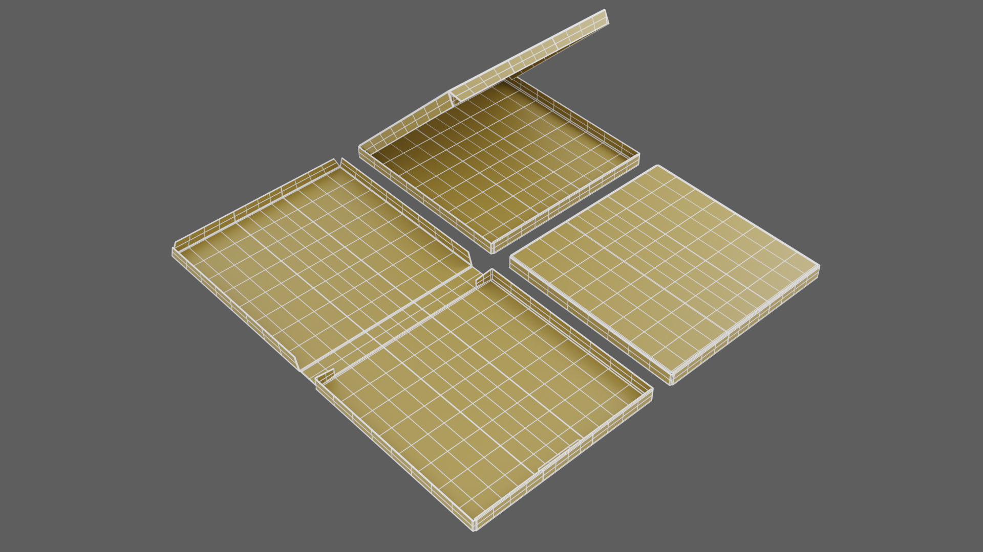 14-inch Pizza Boxes White Paper Mockup 3D Model Collection_22