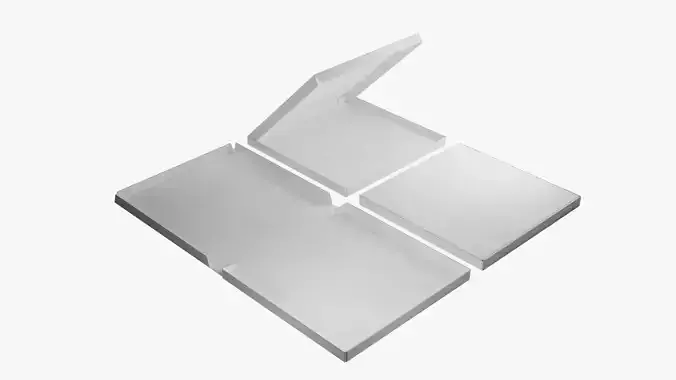 14-inch Pizza Boxes White Paper Mockup 3D Model Collection