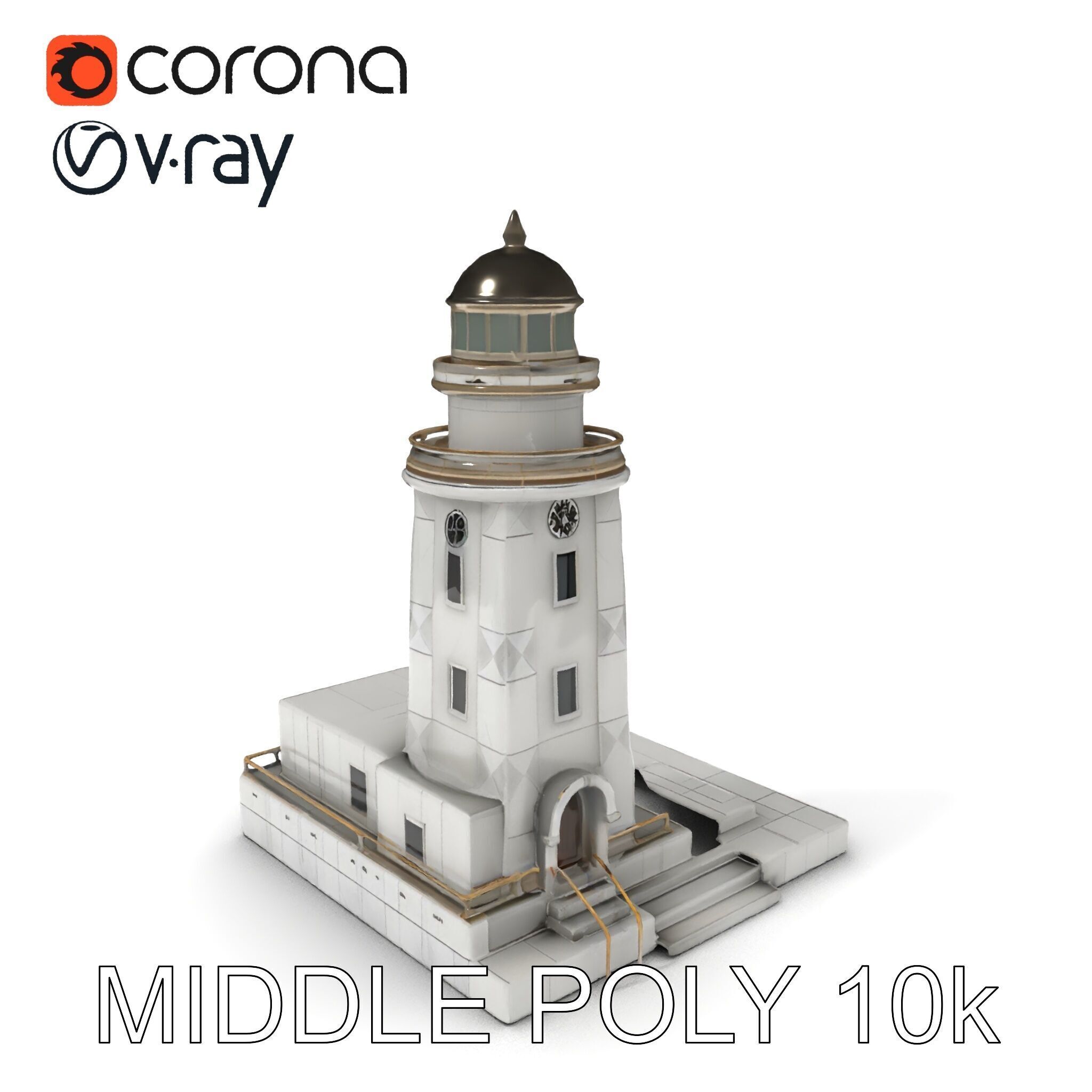 Classic Lighthouse model pack for architectural visualization Low-poly 3D model_33