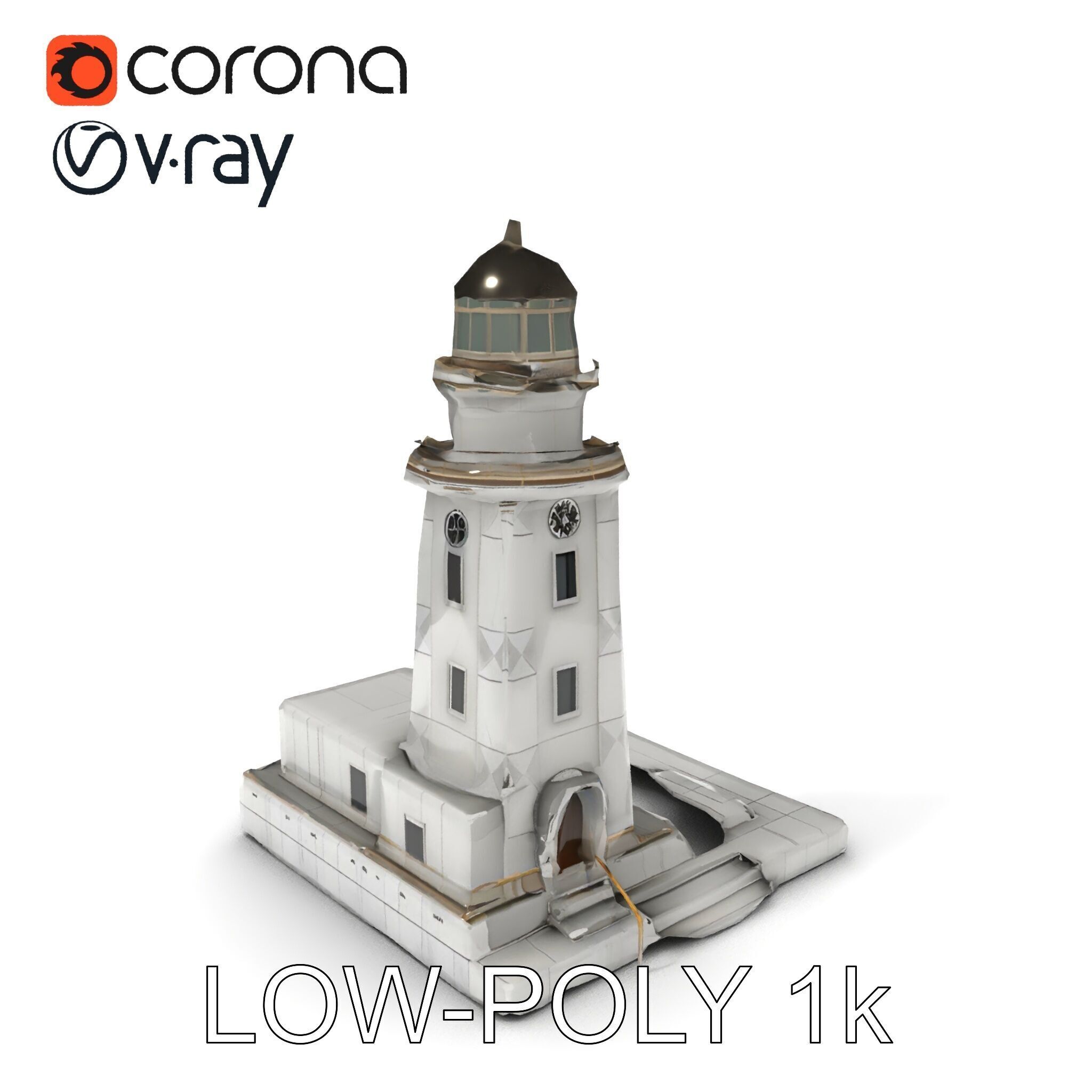Classic Lighthouse model pack for architectural visualization Low-poly 3D model_10