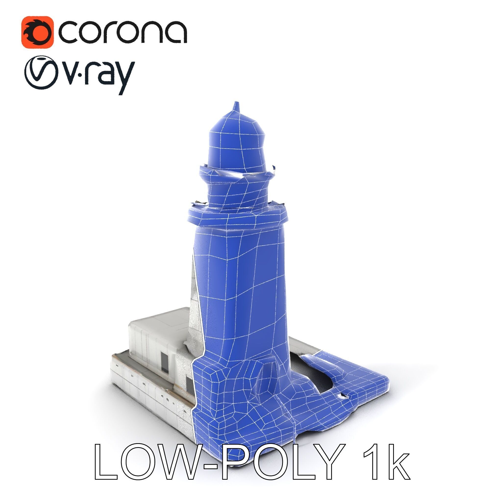 Classic Lighthouse model pack for architectural visualization Low-poly 3D model_16