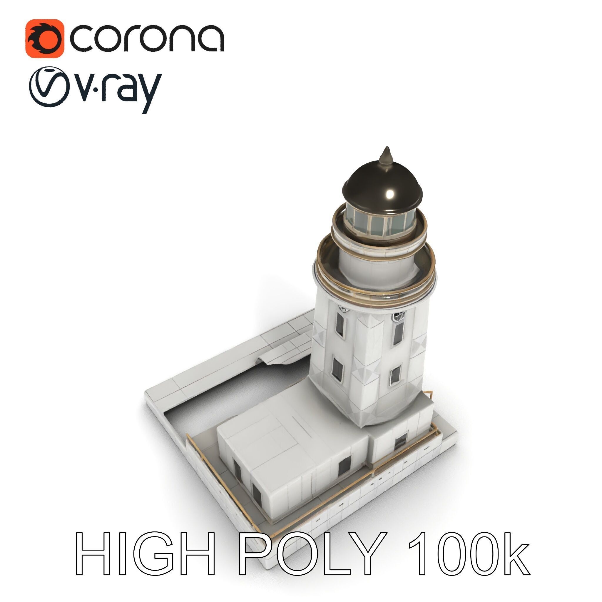 Classic Lighthouse model pack for architectural visualization Low-poly 3D model_11
