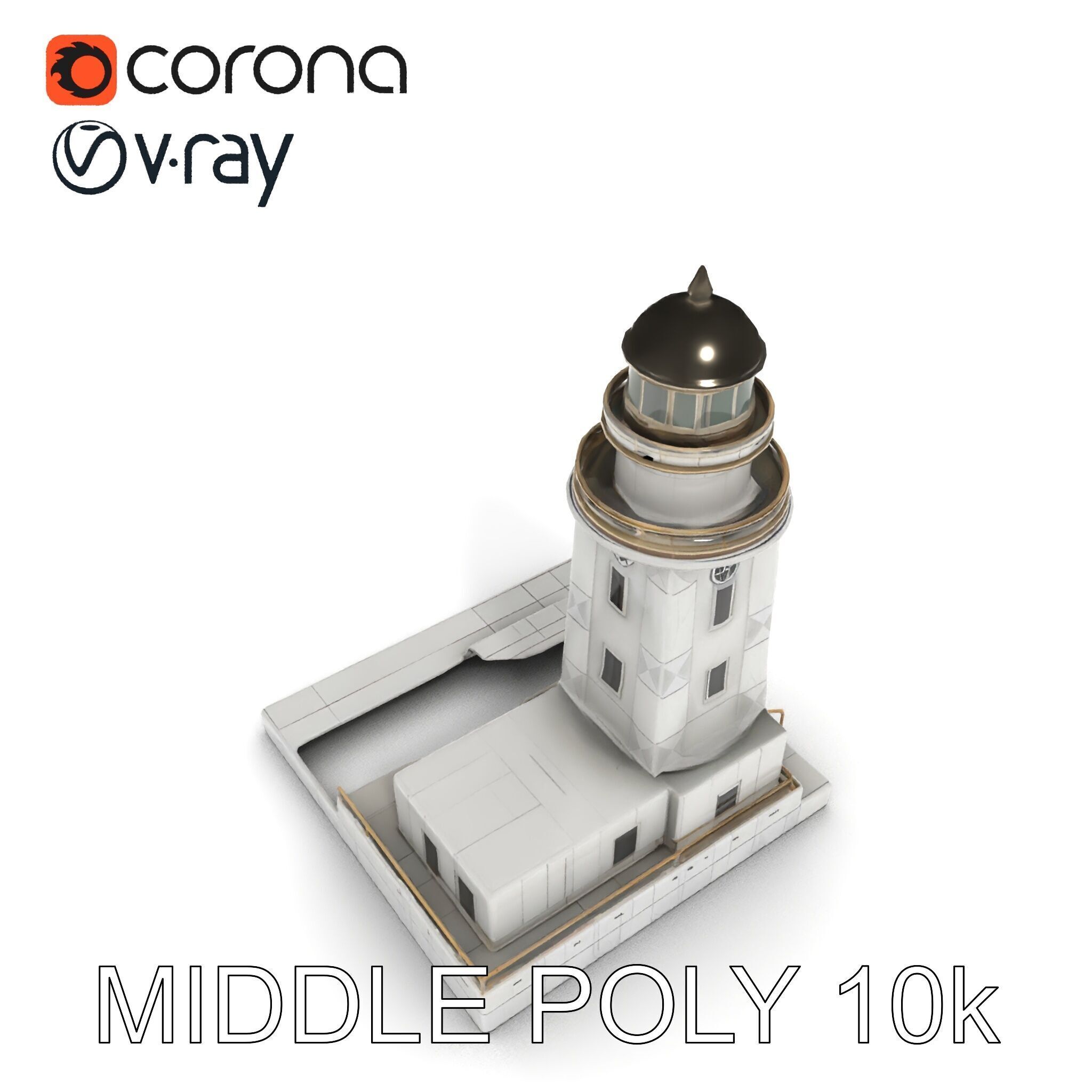 Classic Lighthouse model pack for architectural visualization Low-poly 3D model_15