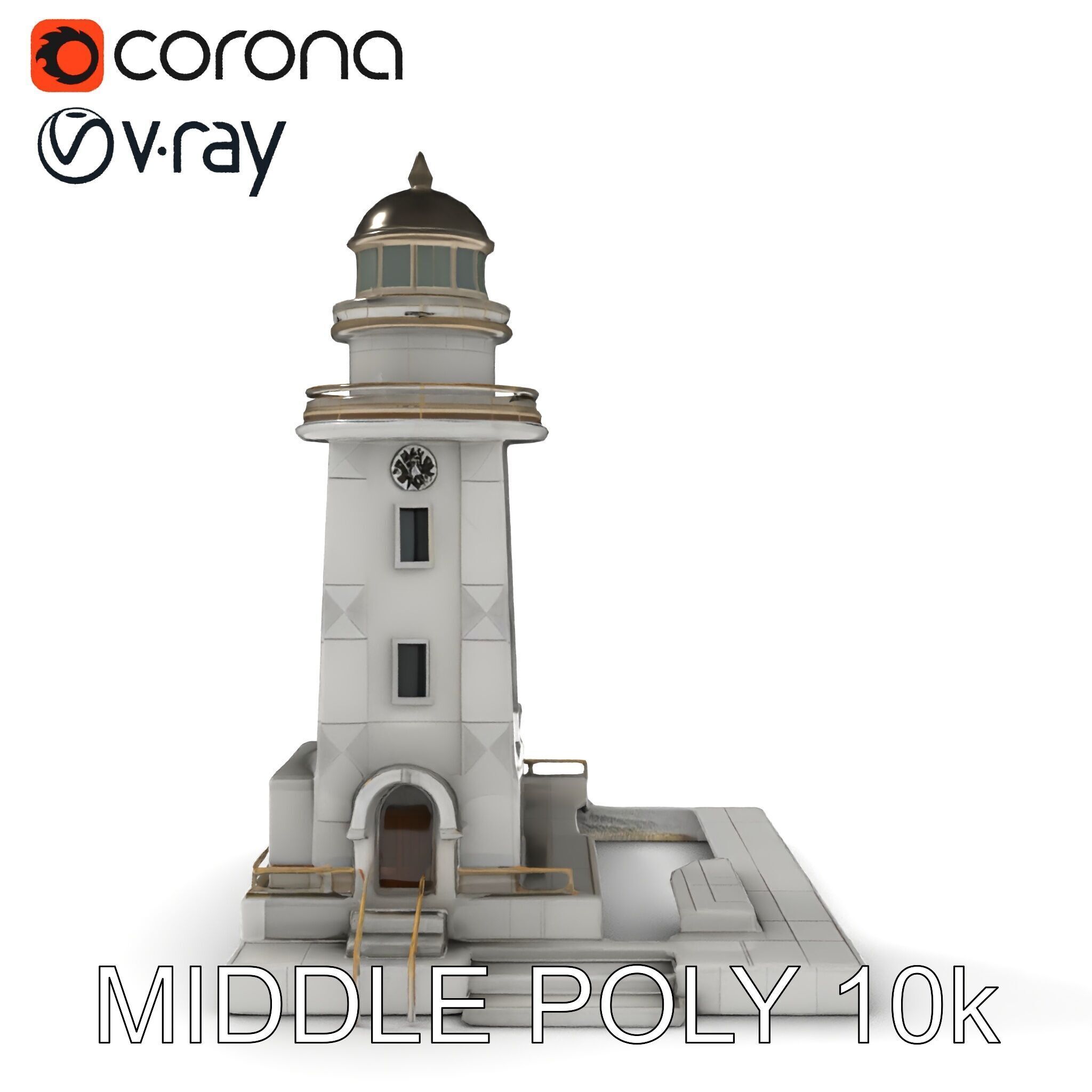 Classic Lighthouse model pack for architectural visualization Low-poly 3D model_6