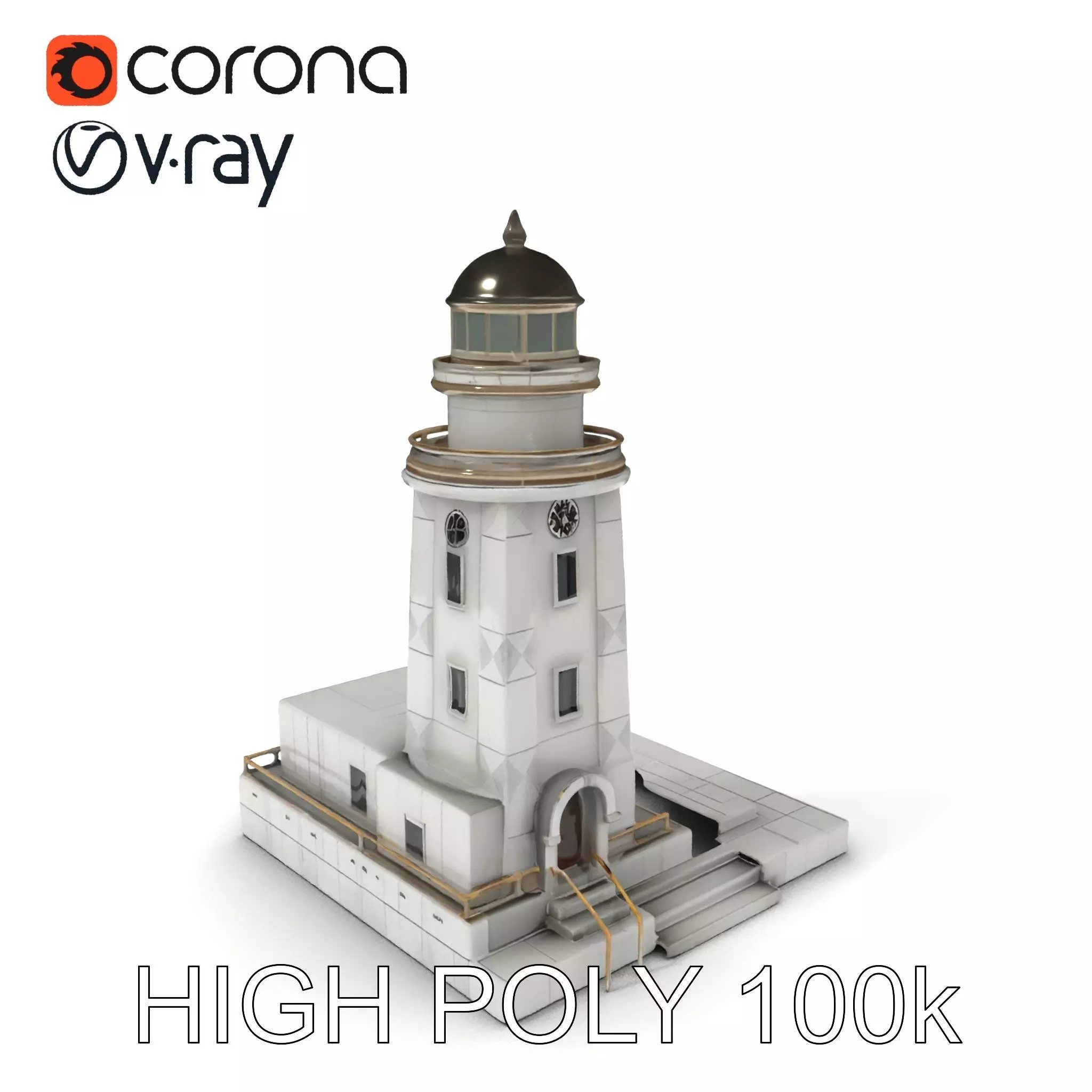 Classic Lighthouse model pack for architectural visualization Low-poly 3D model_0