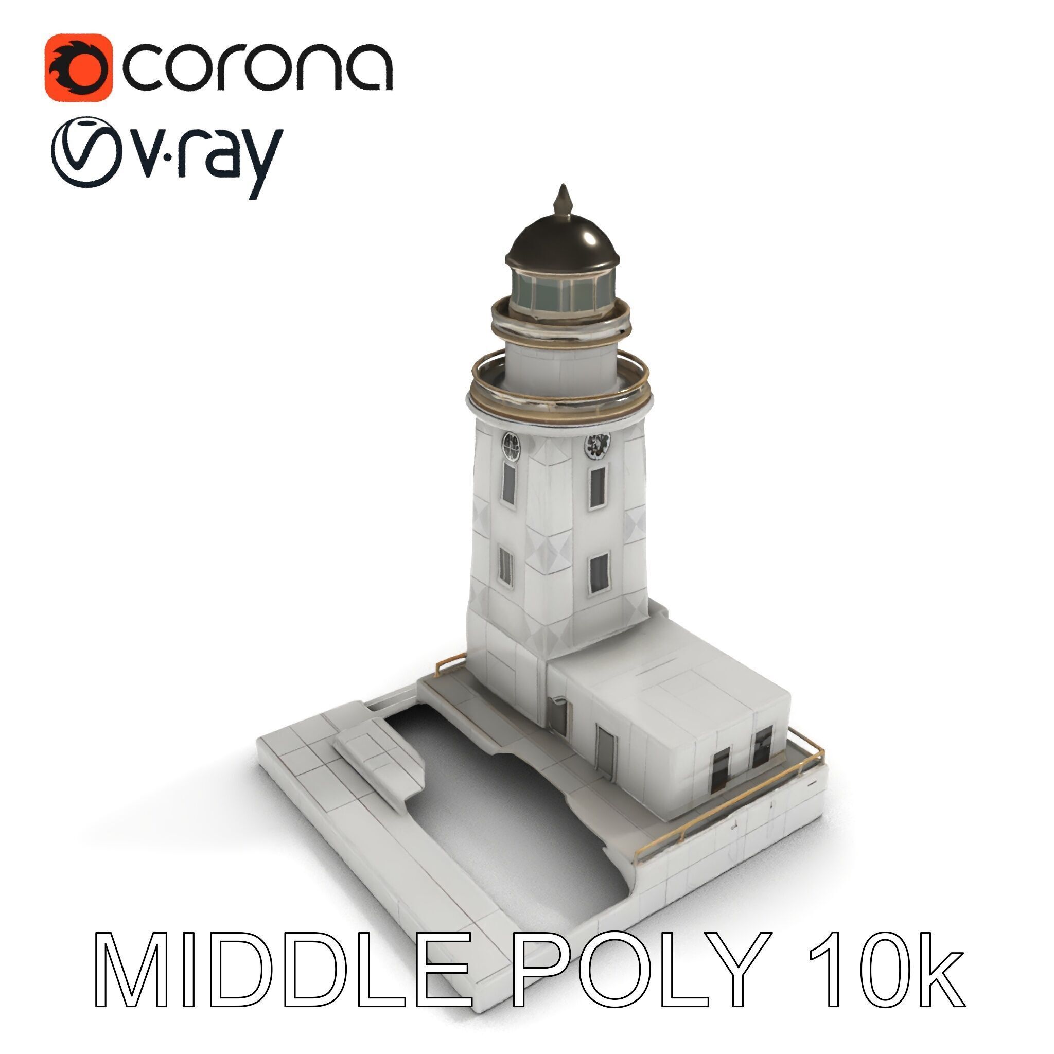 Classic Lighthouse model pack for architectural visualization Low-poly 3D model_9