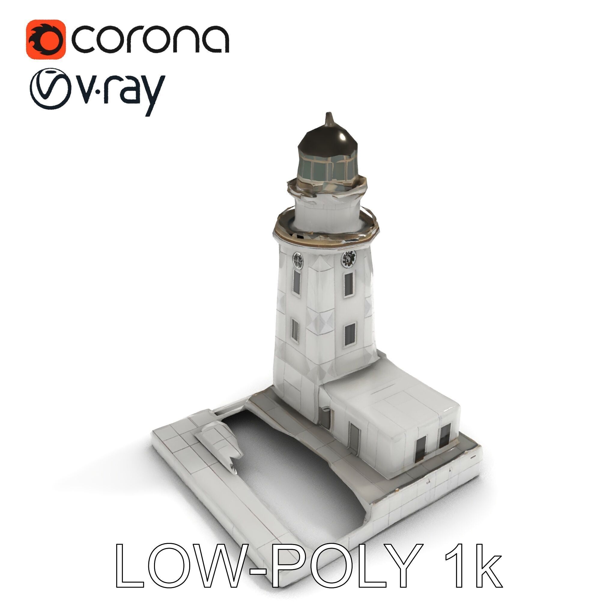 Classic Lighthouse model pack for architectural visualization Low-poly 3D model_7