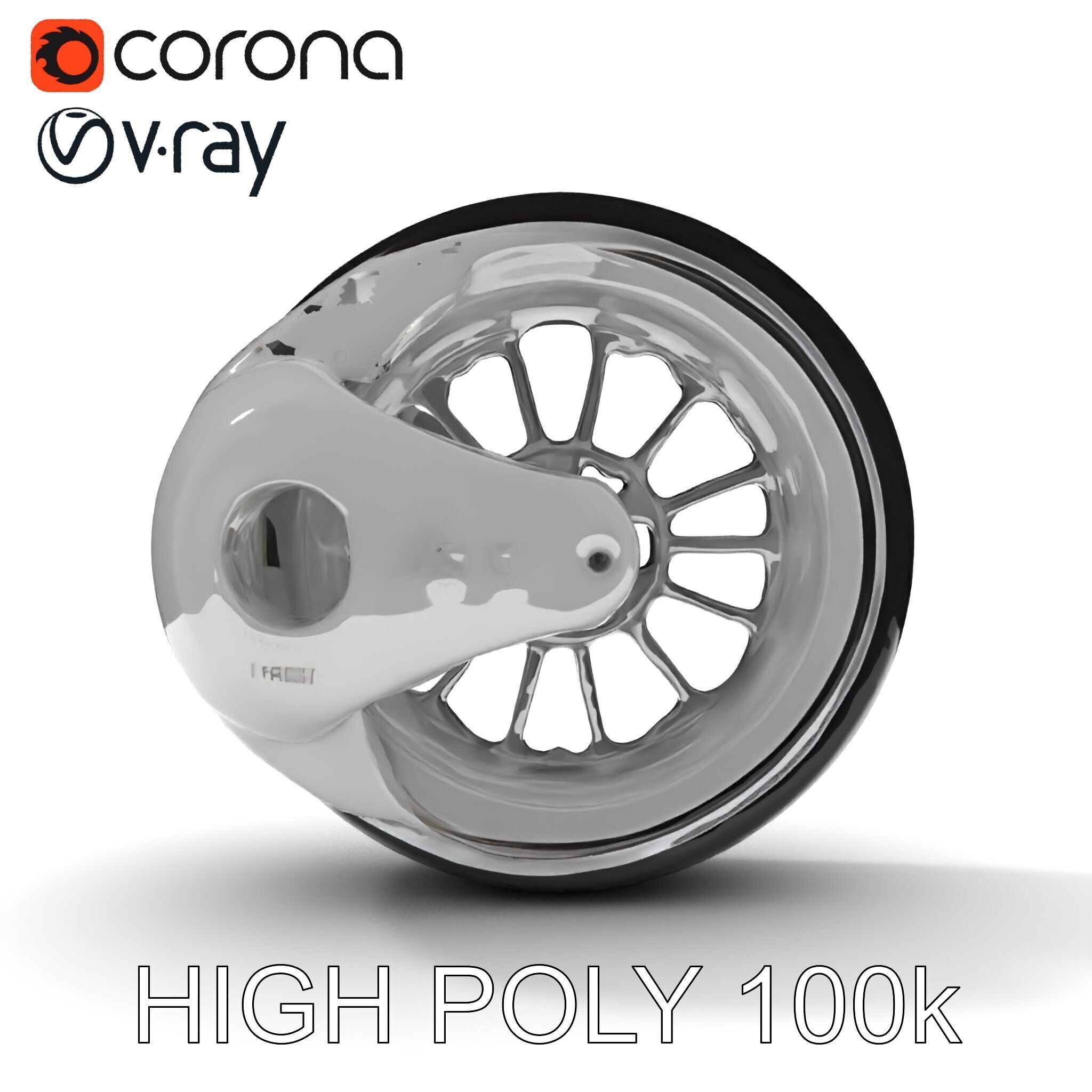Futuristic Wheel Model Pack with Three Detail Levels Low-poly 3D model_14