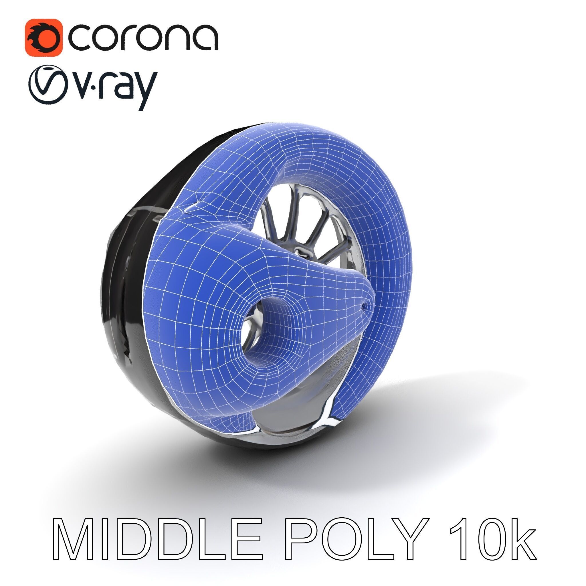 Futuristic Wheel Model Pack with Three Detail Levels Low-poly 3D model_19