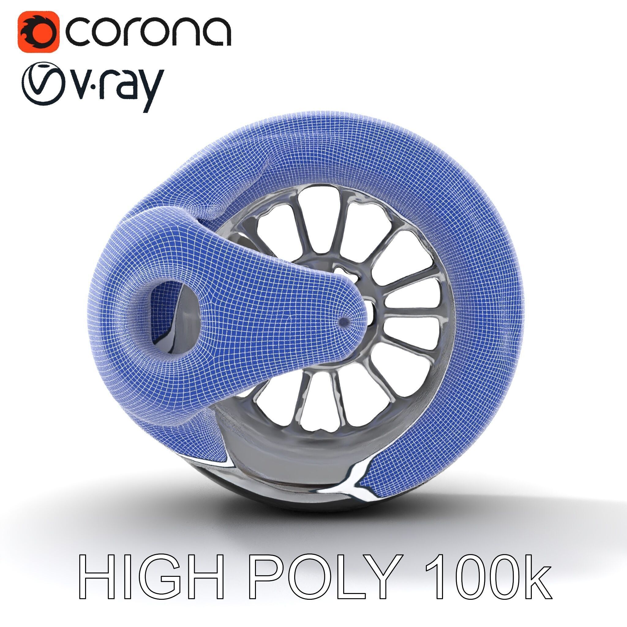 Futuristic Wheel Model Pack with Three Detail Levels Low-poly 3D model_11