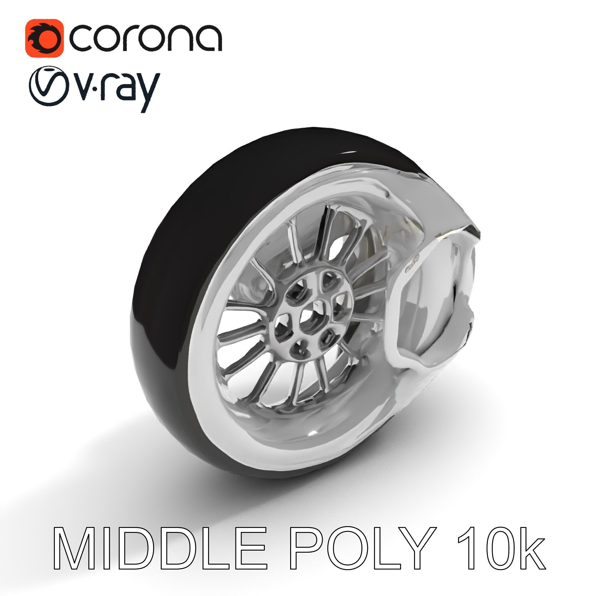 Futuristic Wheel Model Pack with Three Detail Levels Low-poly 3D model_27