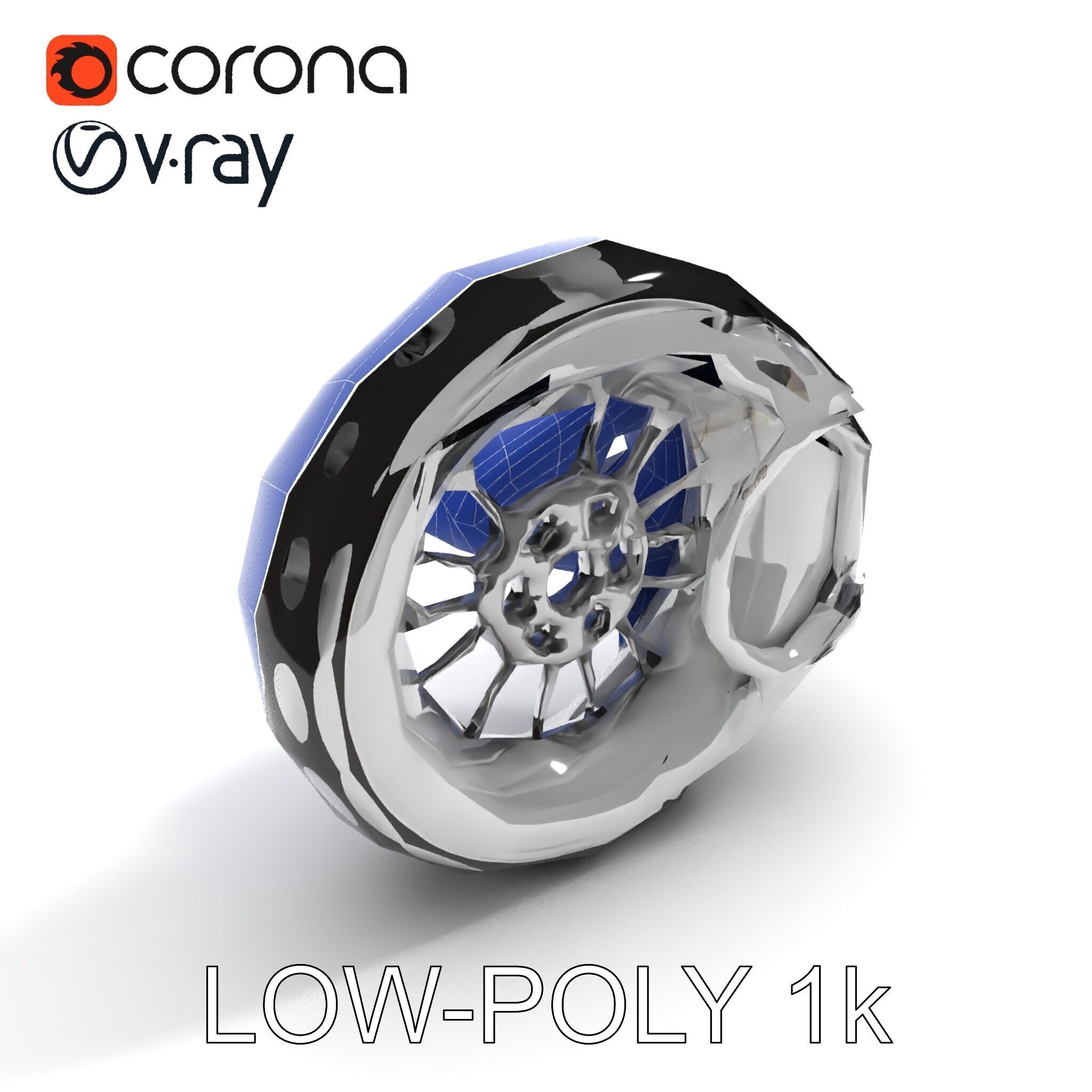 Futuristic Wheel Model Pack with Three Detail Levels Low-poly 3D model_20