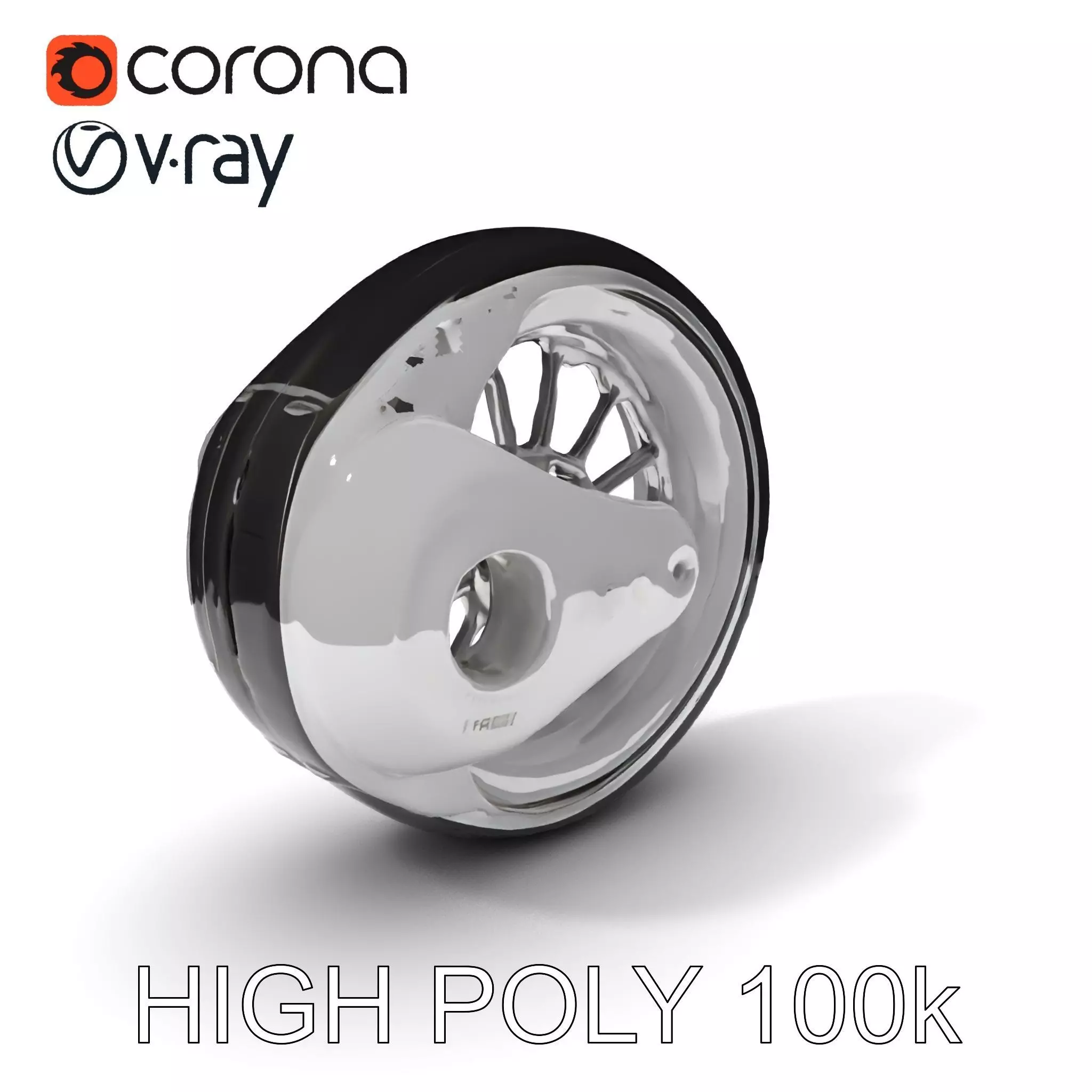 Futuristic Wheel Model Pack with Three Detail Levels Low-poly 3D model_0
