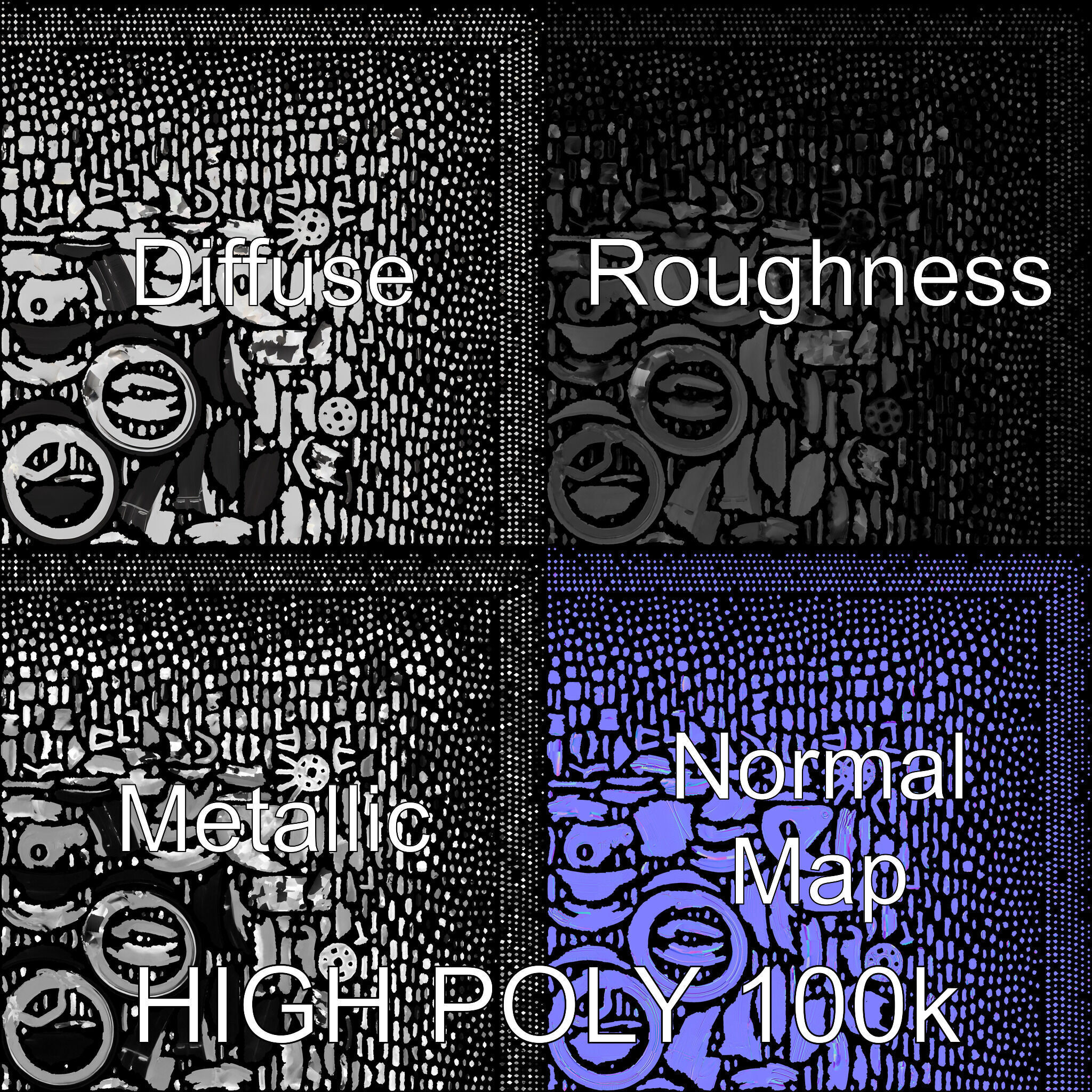 Futuristic Wheel Model Pack with Three Detail Levels Low-poly 3D model_2