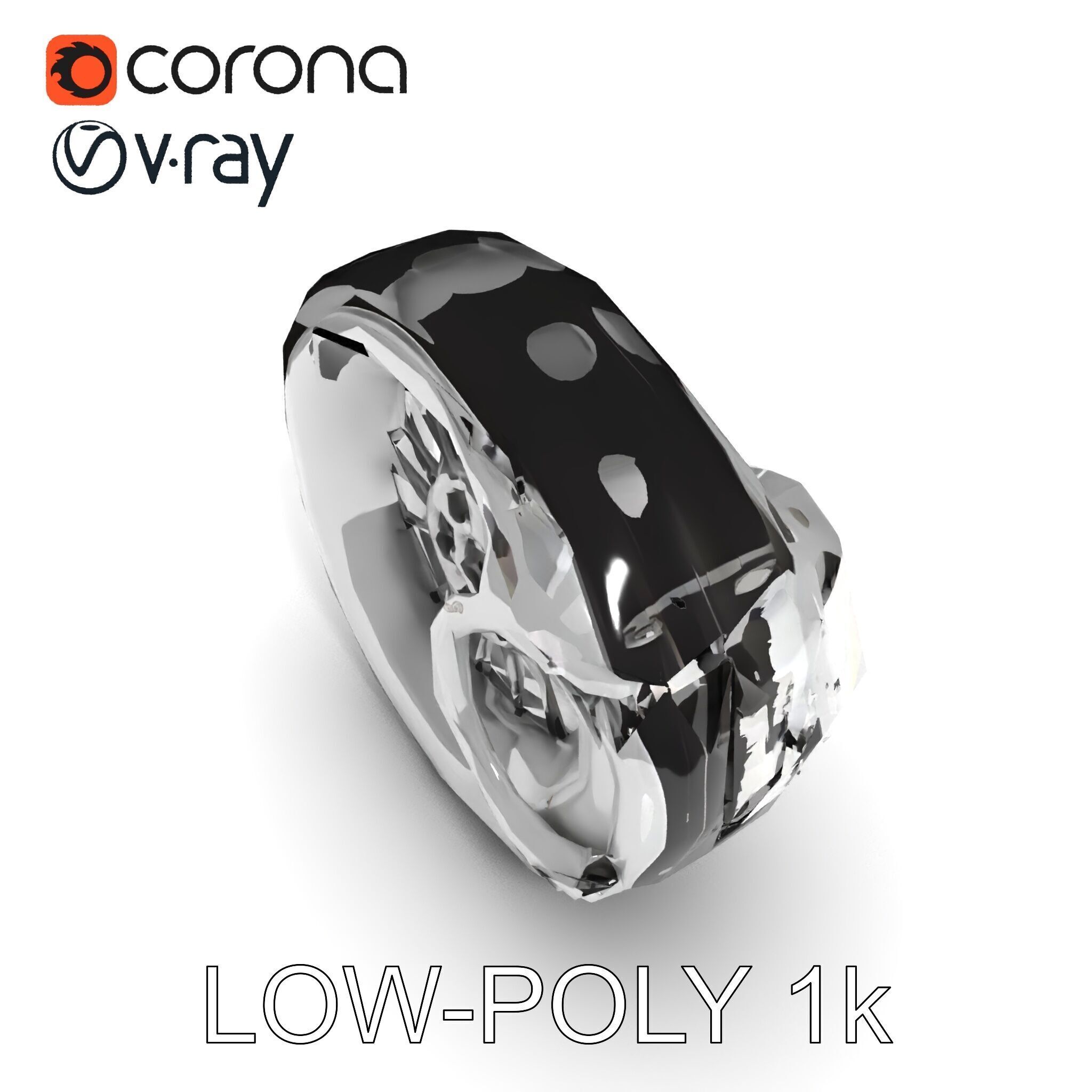 Futuristic Wheel Model Pack with Three Detail Levels Low-poly 3D model_18