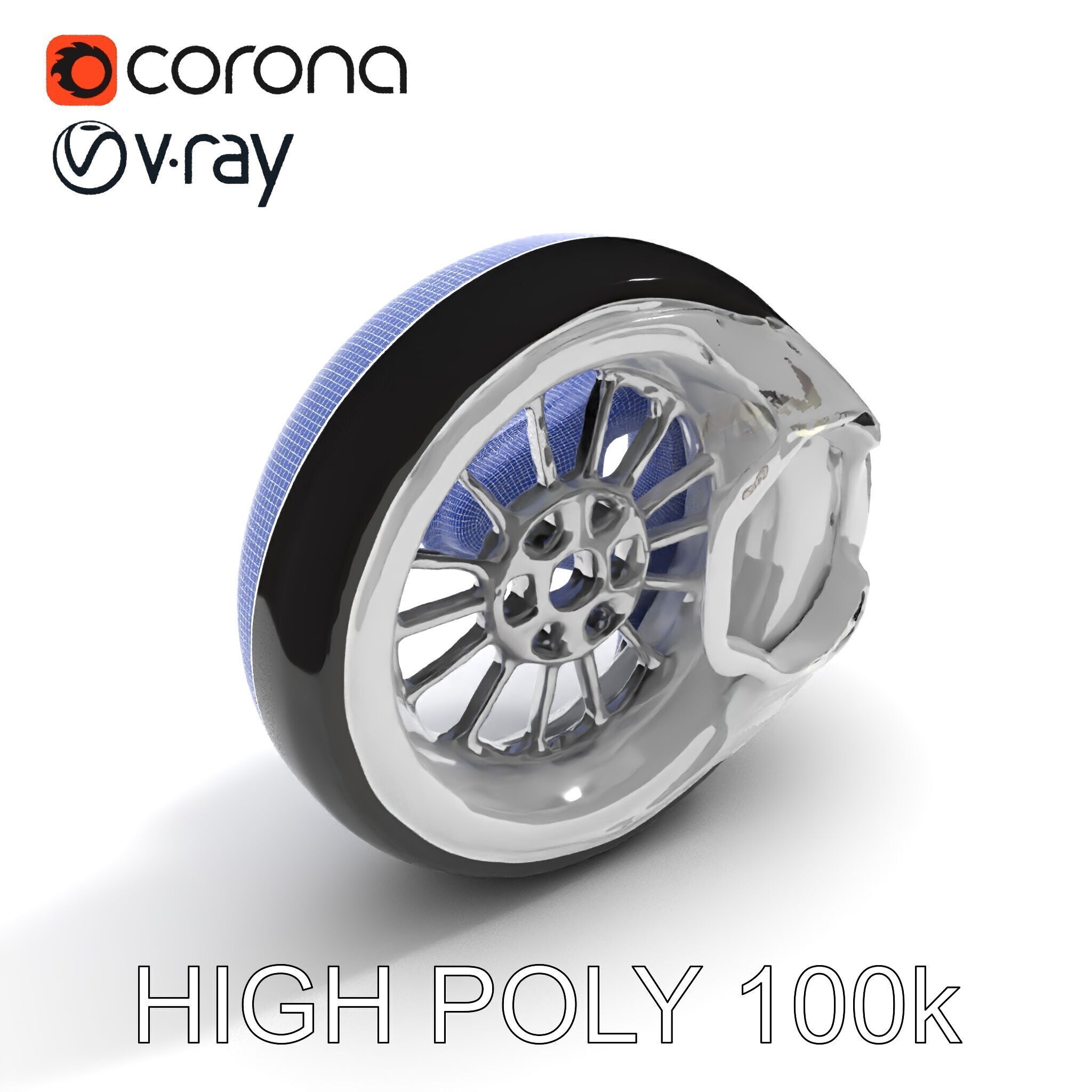 Futuristic Wheel Model Pack with Three Detail Levels Low-poly 3D model_8