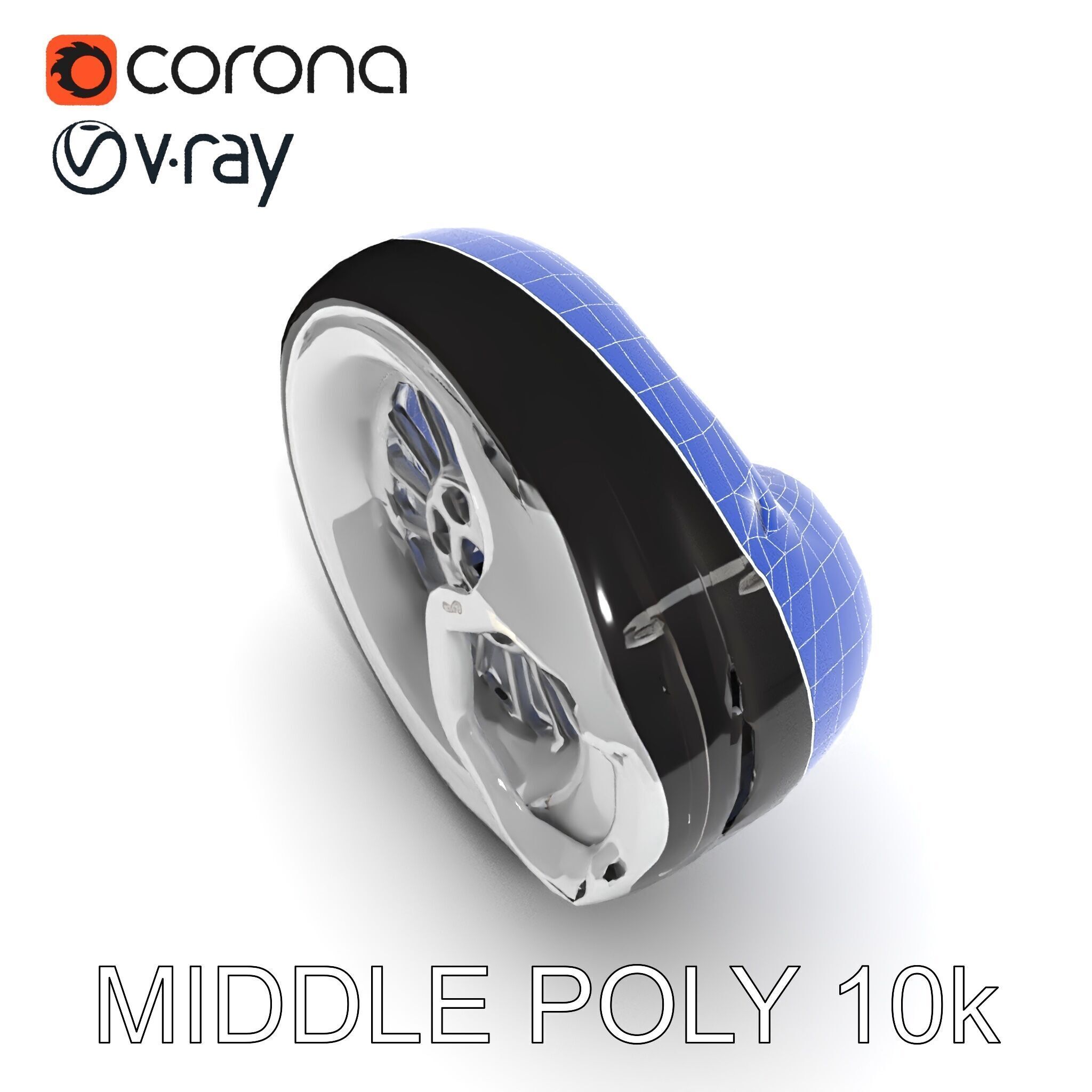 Futuristic Wheel Model Pack with Three Detail Levels Low-poly 3D model_6