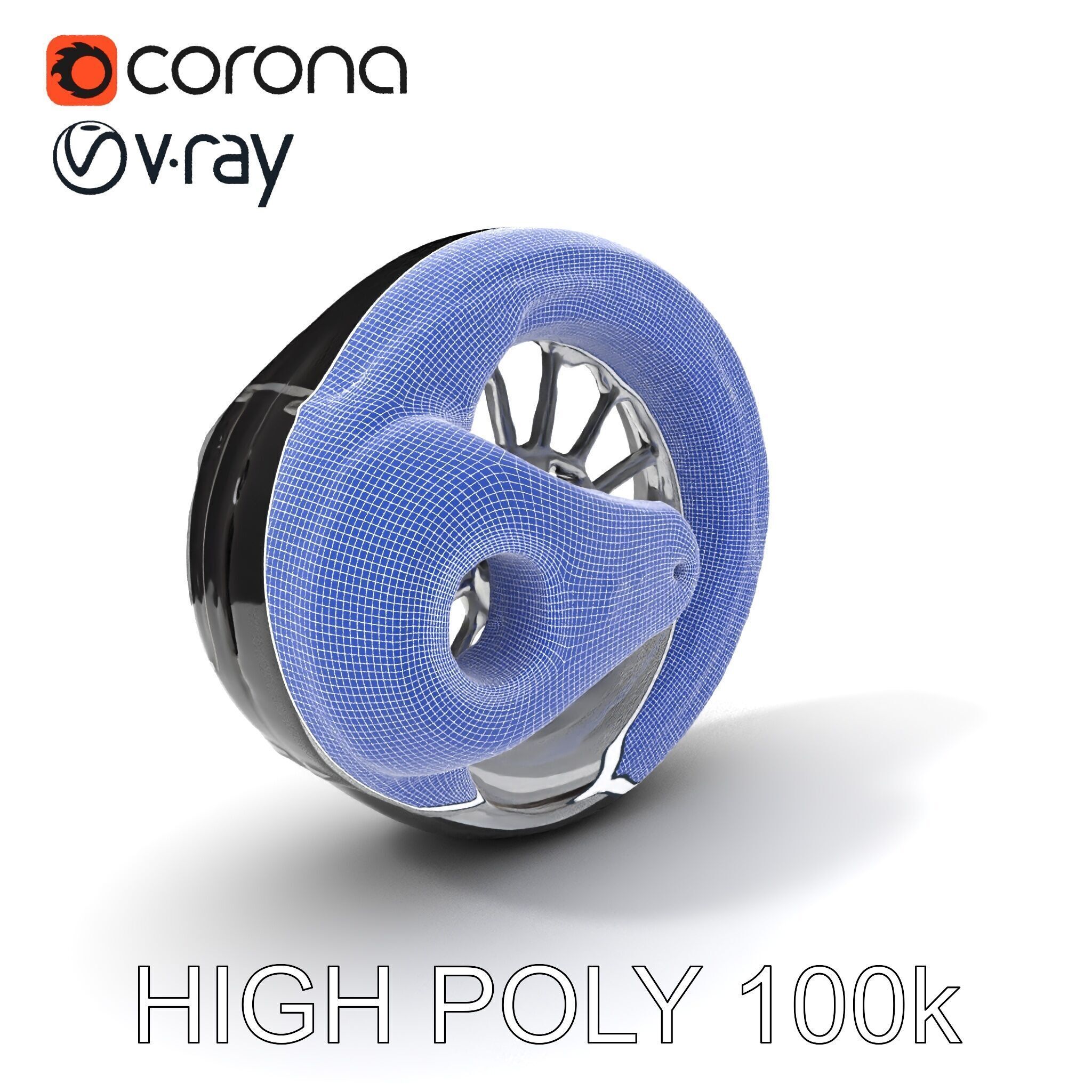 Futuristic Wheel Model Pack with Three Detail Levels Low-poly 3D model_3