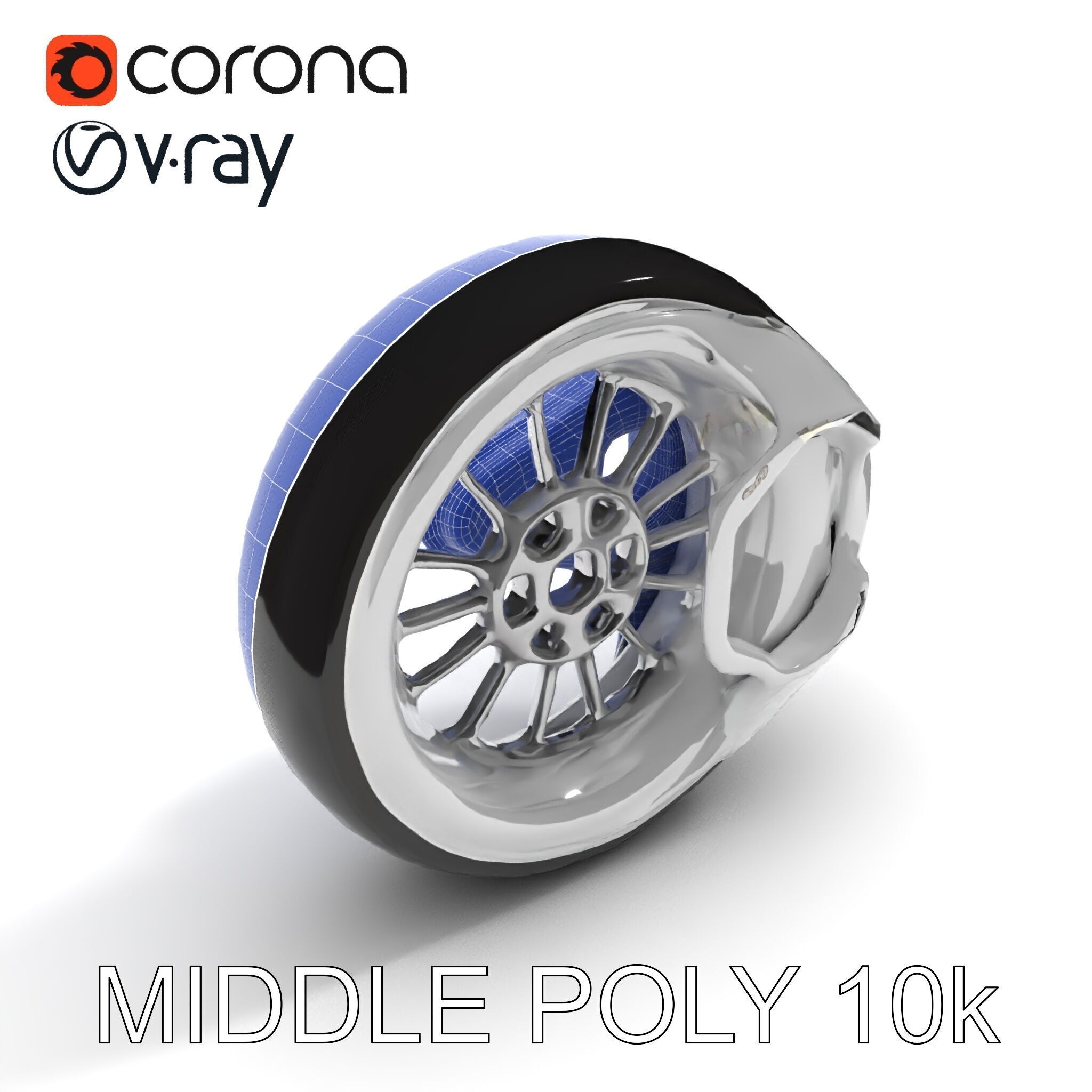 Futuristic Wheel Model Pack with Three Detail Levels Low-poly 3D model_12