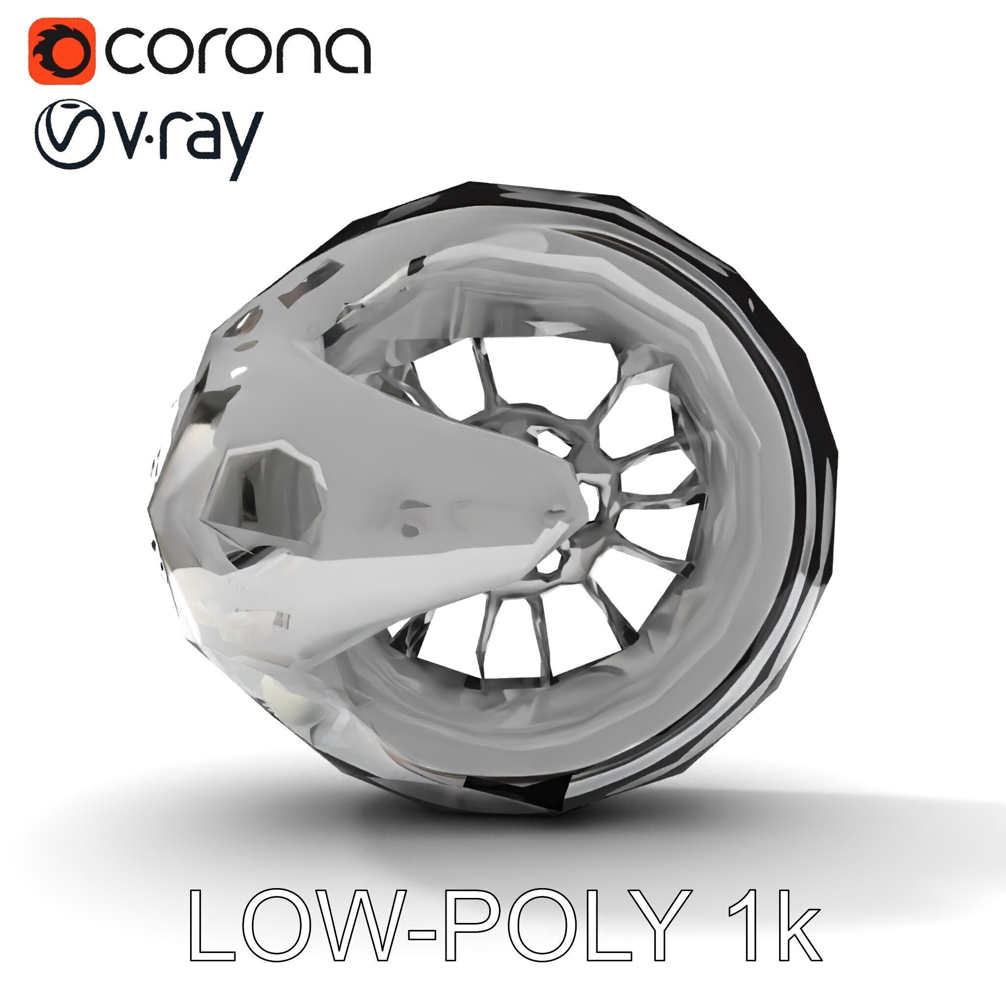 Futuristic Wheel Model Pack with Three Detail Levels Low-poly 3D model_28