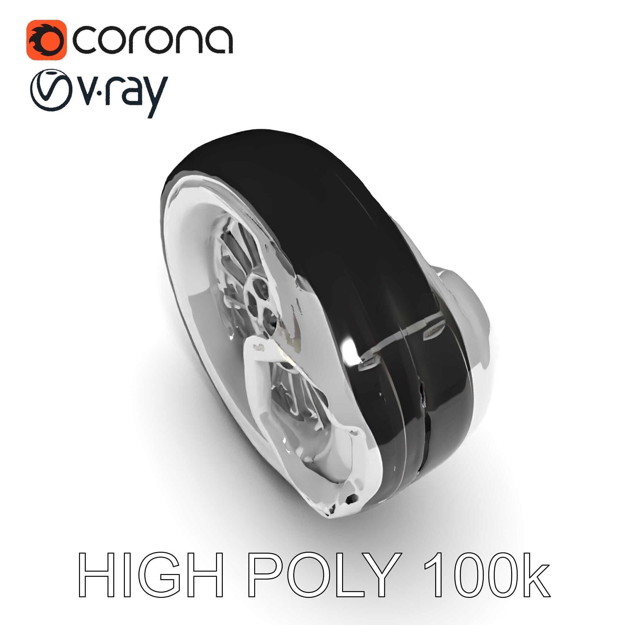 Futuristic Wheel Model Pack with Three Detail Levels Low-poly 3D model_21