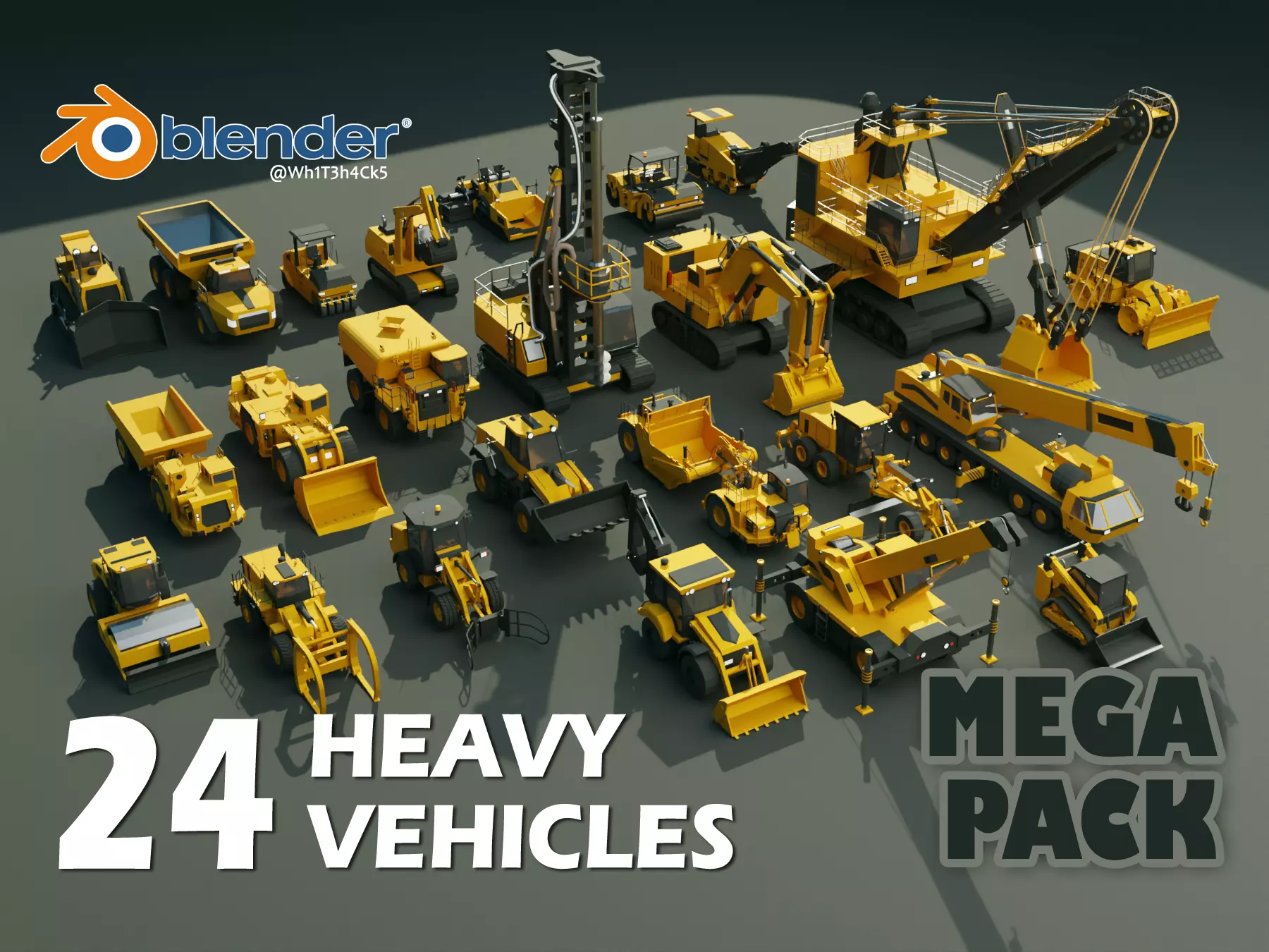 24 Heavy Vehicles - Mega Pack Low-poly 3D Model Collection_0