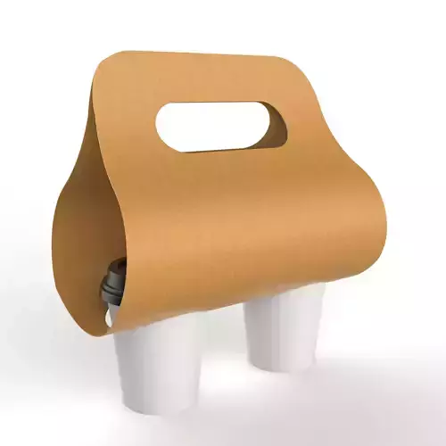 Two Coffee Cups with Kraft Paper Holder